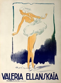 Originales Vintage Valeria Ellanskaia Ballettplakat, Valeria Ellanskaia, um 1930