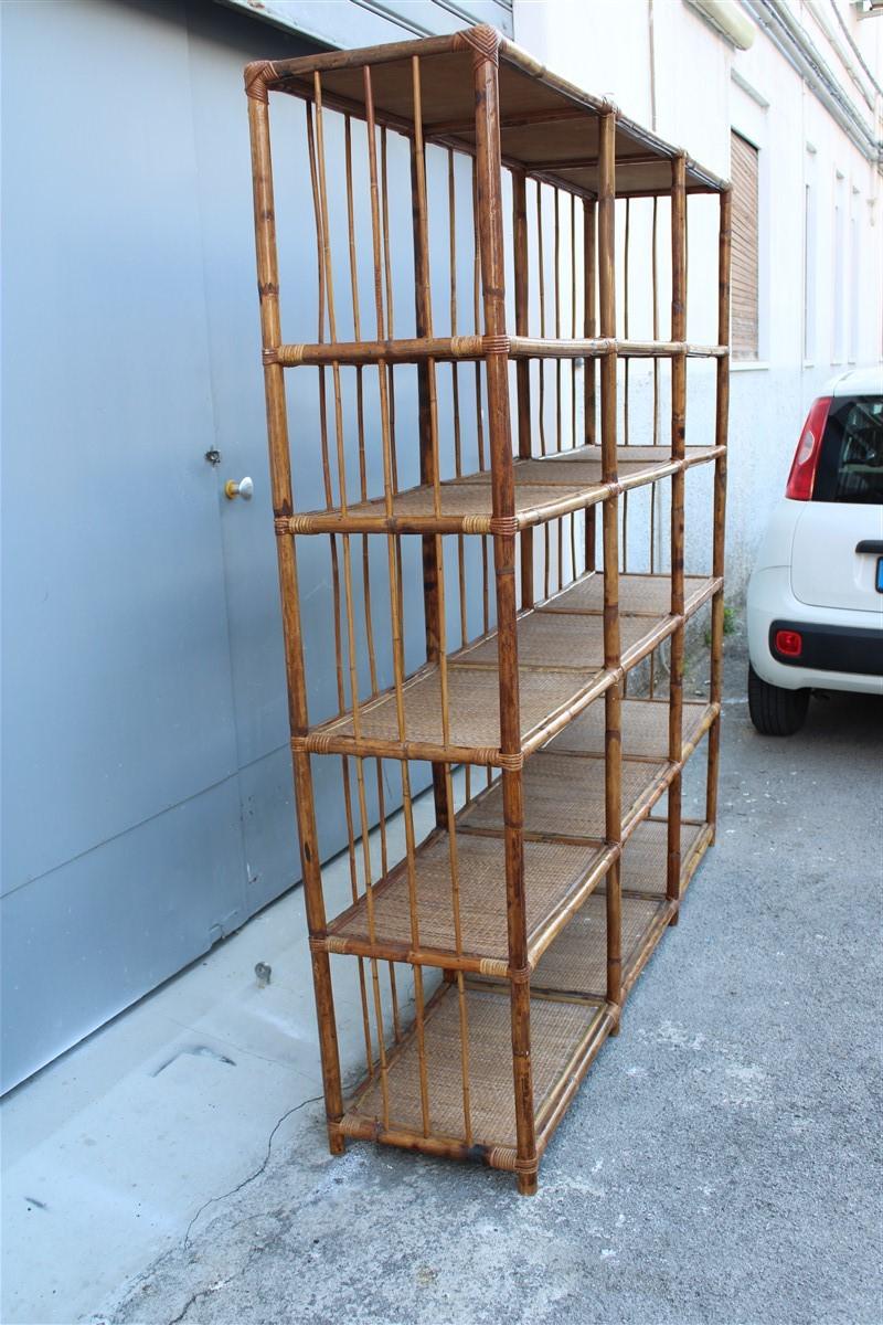 Rational Minimalist Bookshelf Bookcase in Midcentury Italian Bamboo 3