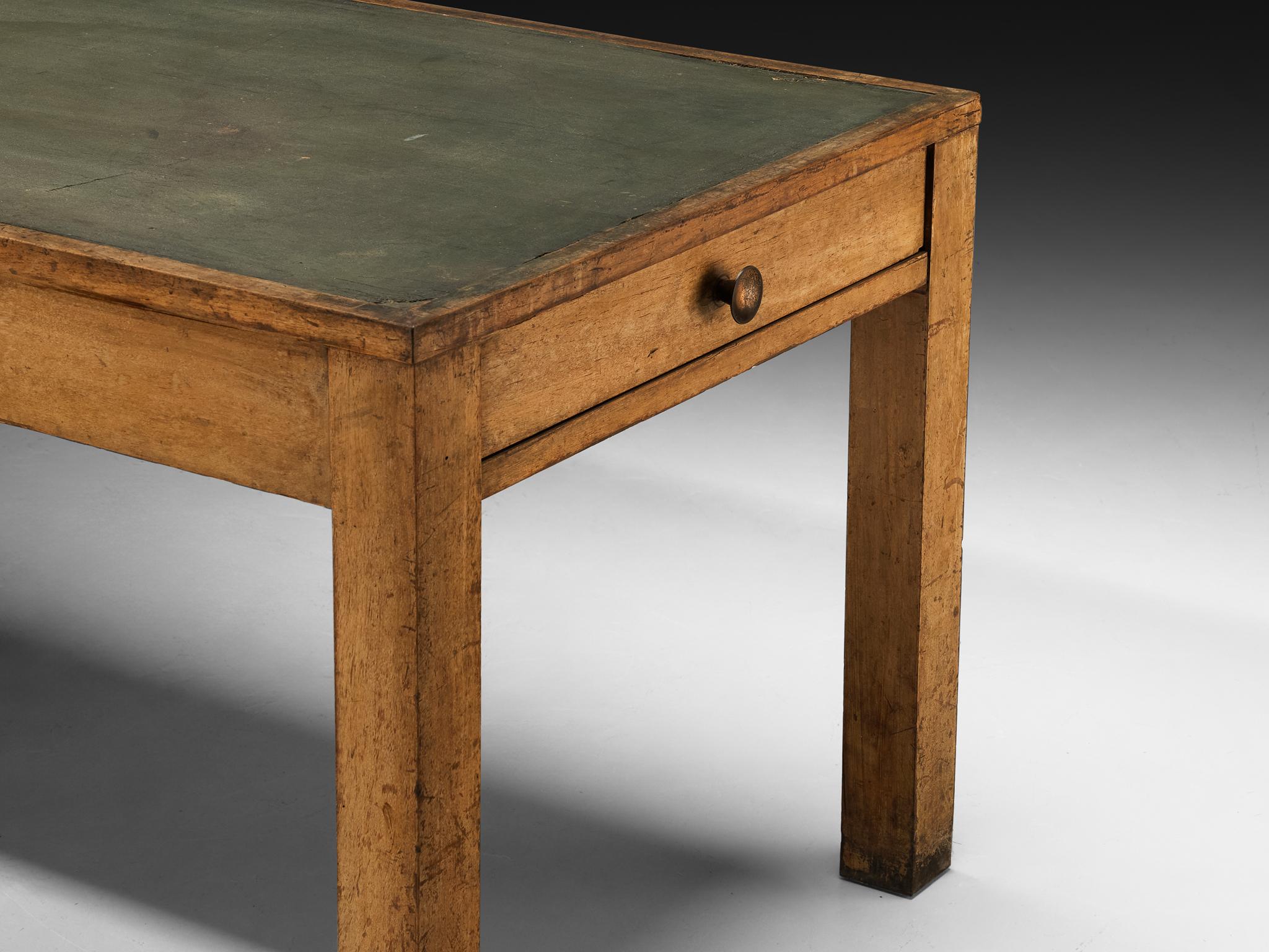 Art Deco Rationalist 1930s Large Italian Table in Walnut and Linoleum For Sale