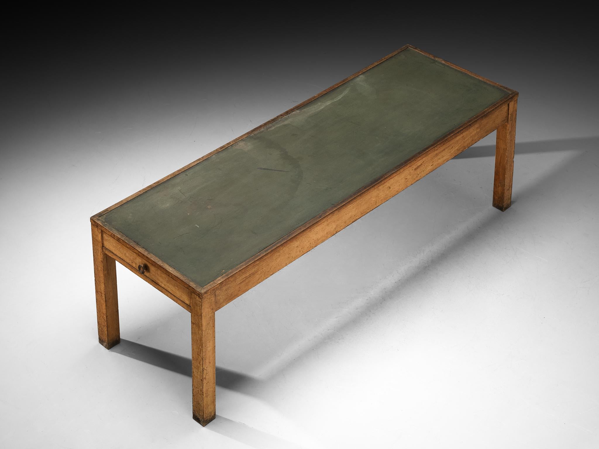 Rationalist 1930s Large Italian Table in Walnut and Linoleum For Sale 1