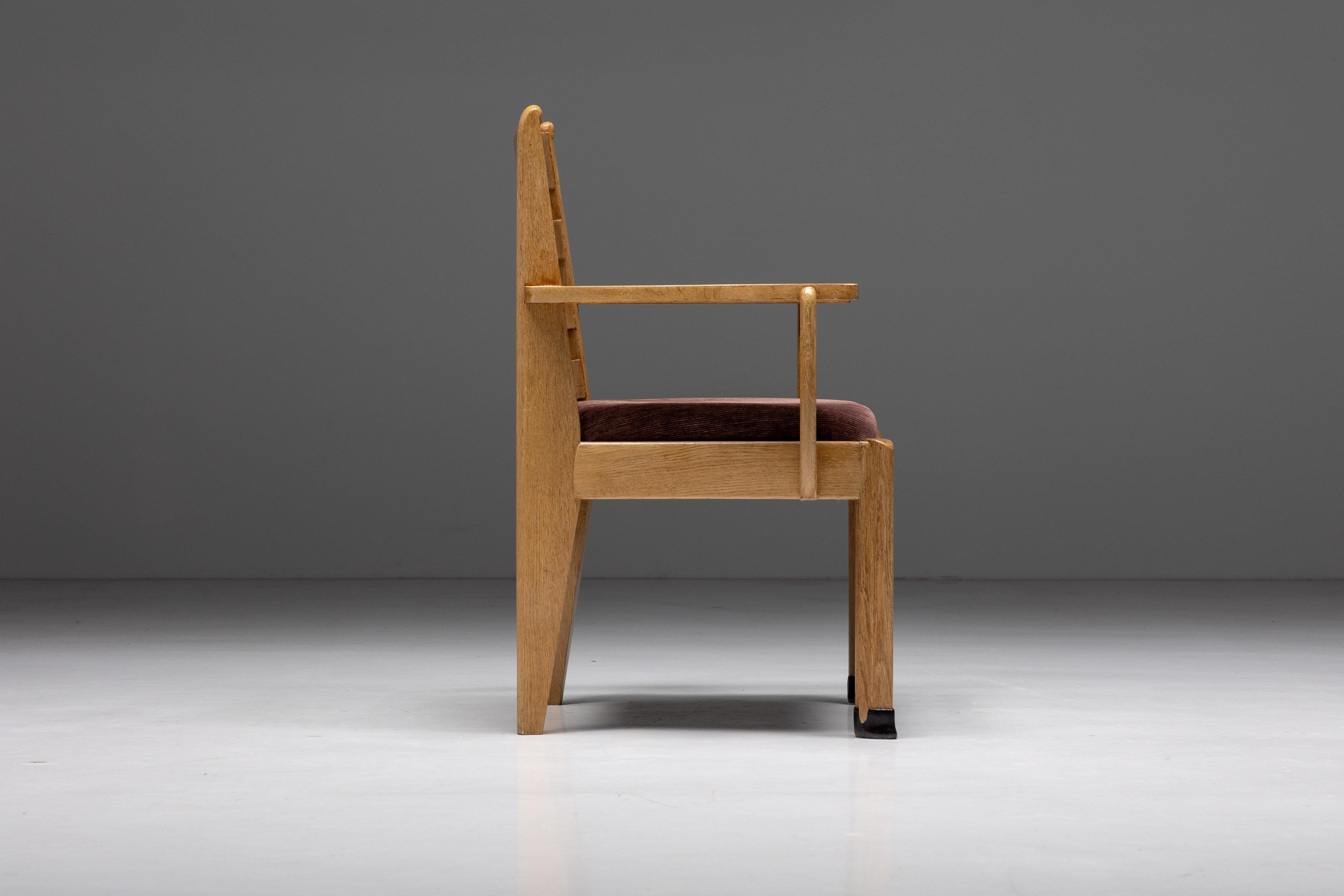 Rationalistische Sessel aus Eiche, Holland, 1920er Jahre im Zustand „Gut“ im Angebot in Antwerp, BE