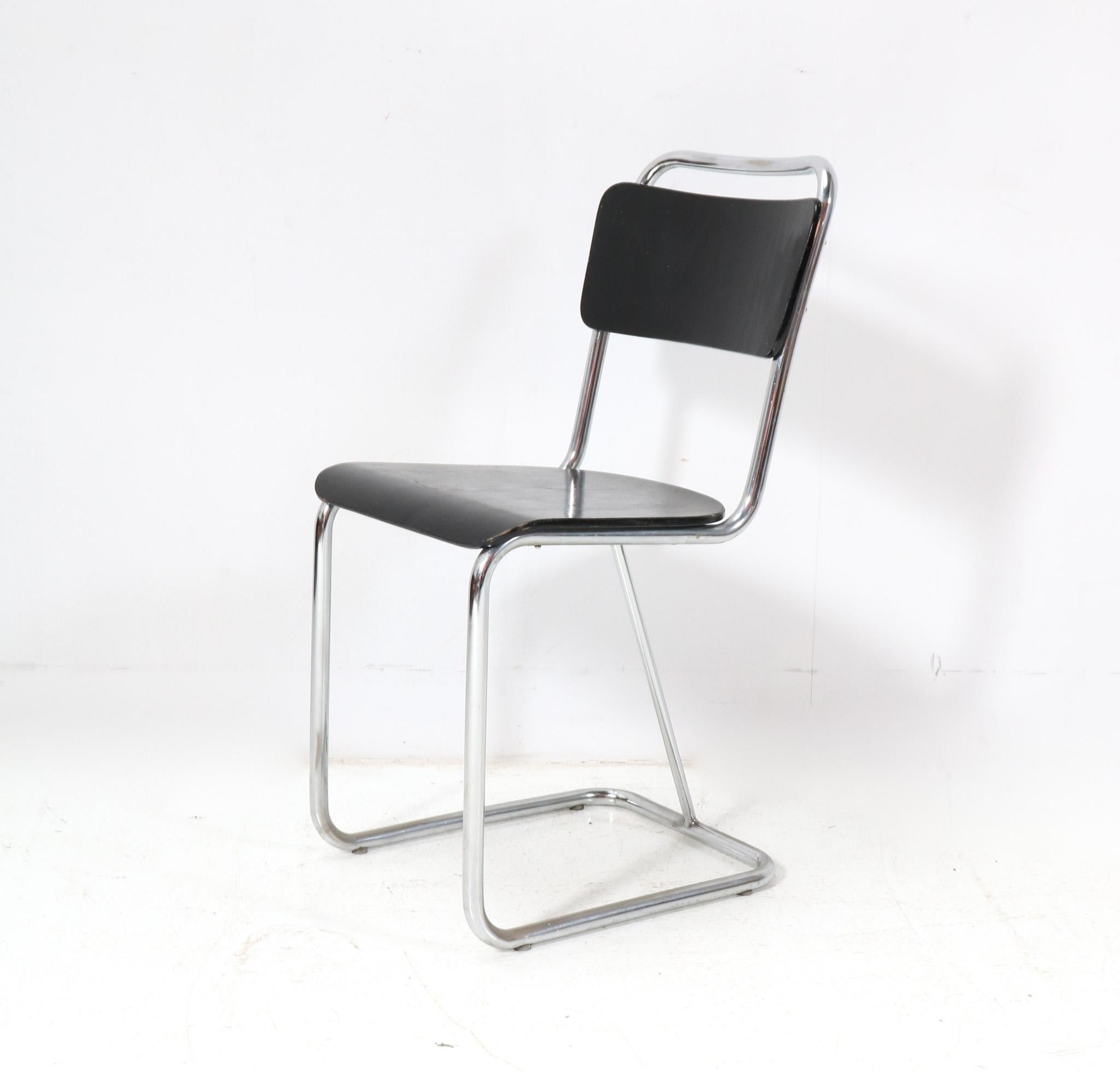 Dutch Rationalist  Bauhaus Tubular Side Chair, 1930s For Sale