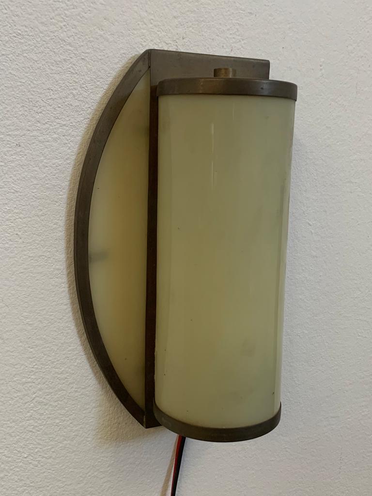 Art Deco Rationalist Brass and Glass Ship Sconce, 1920s For Sale