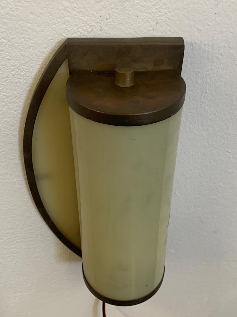 Early 20th Century Rationalist Brass and Glass Ship Sconce, 1920s For Sale