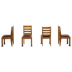 Sillas de comedor racionalistas de roble, Holanda, años 20