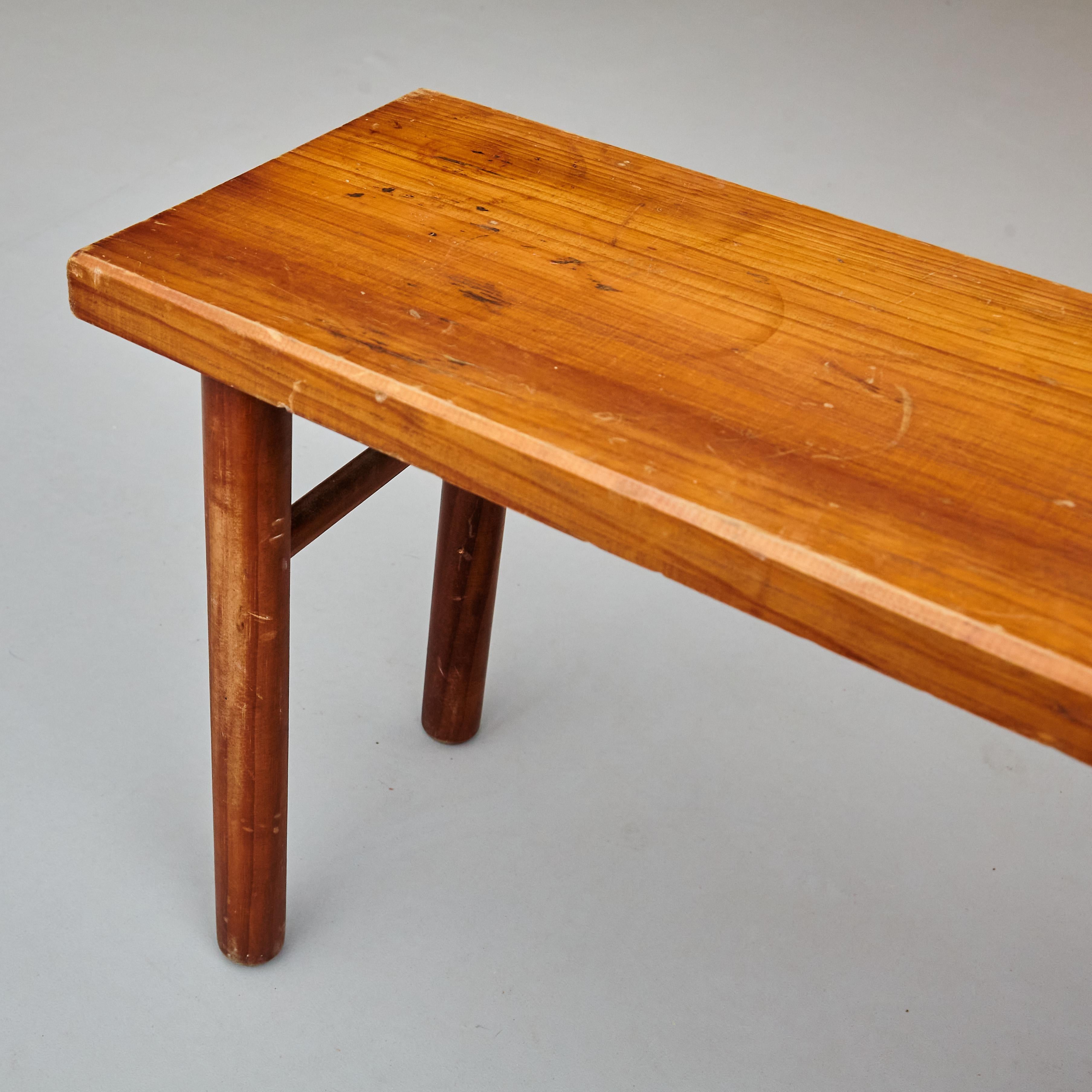 Banco de madera francés racionalista moderno de mediados de siglo, hacia 1960 en venta 4
