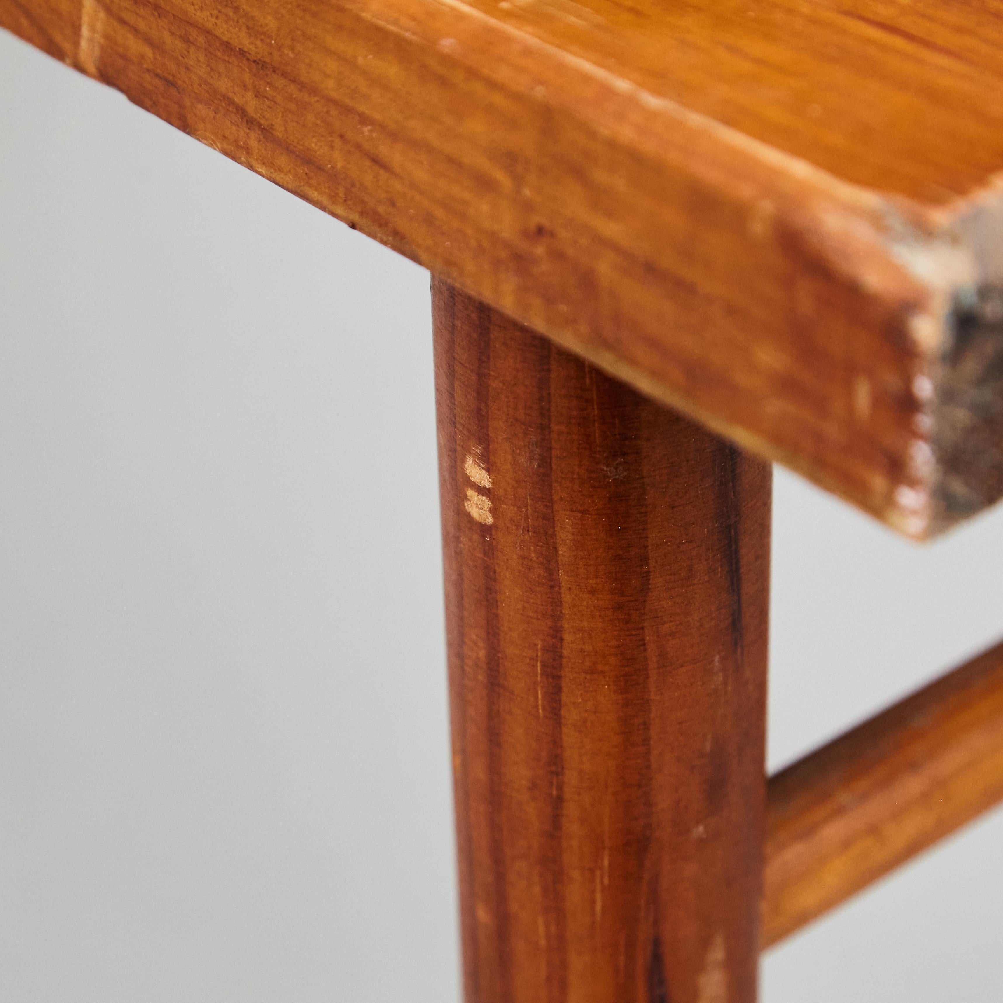 Rationalist Mid-Century Modern French Wood Bench, circa 1960 9