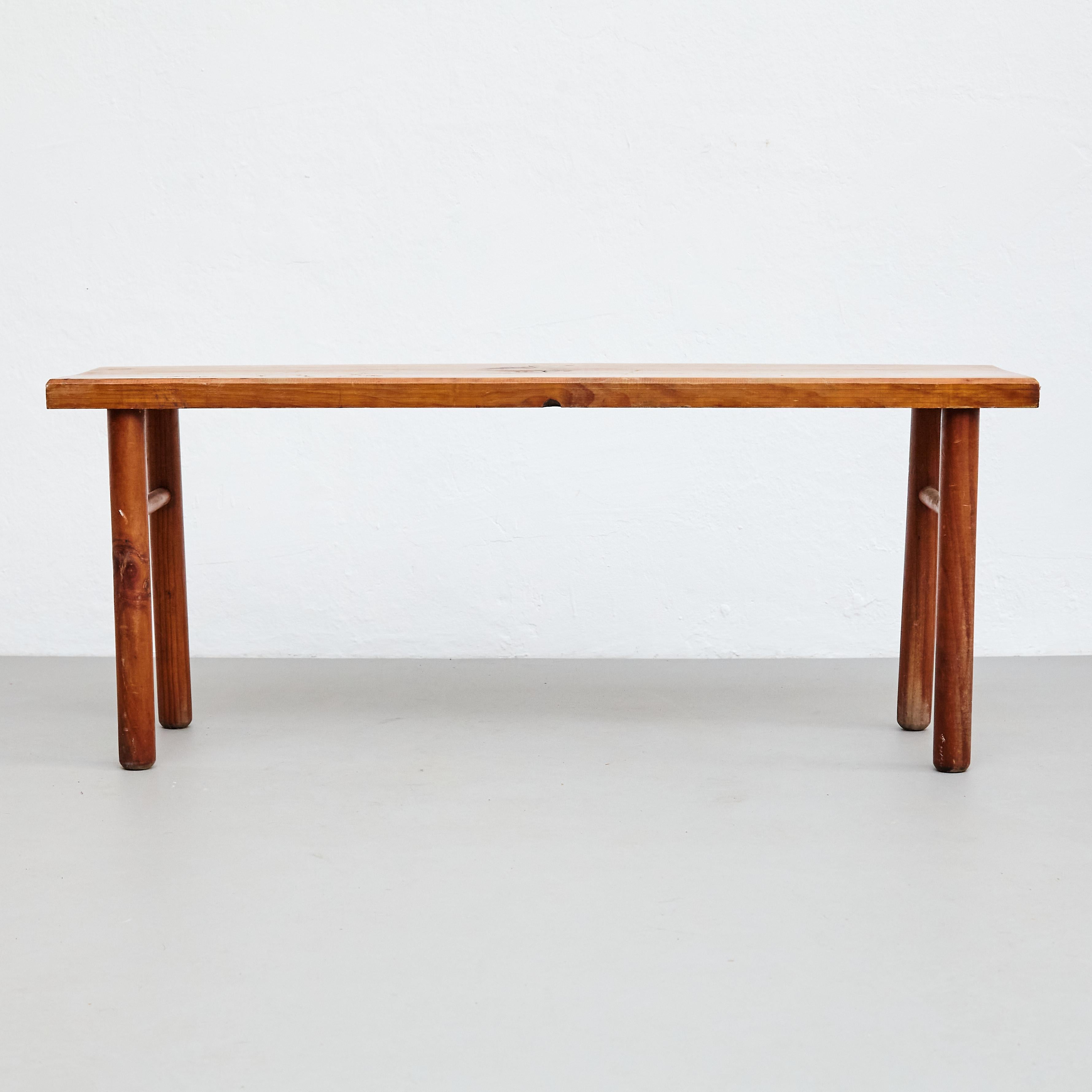 Rationalist Mid-Century Modern French Wood Bench, circa 1960 In Good Condition For Sale In Barcelona, Barcelona