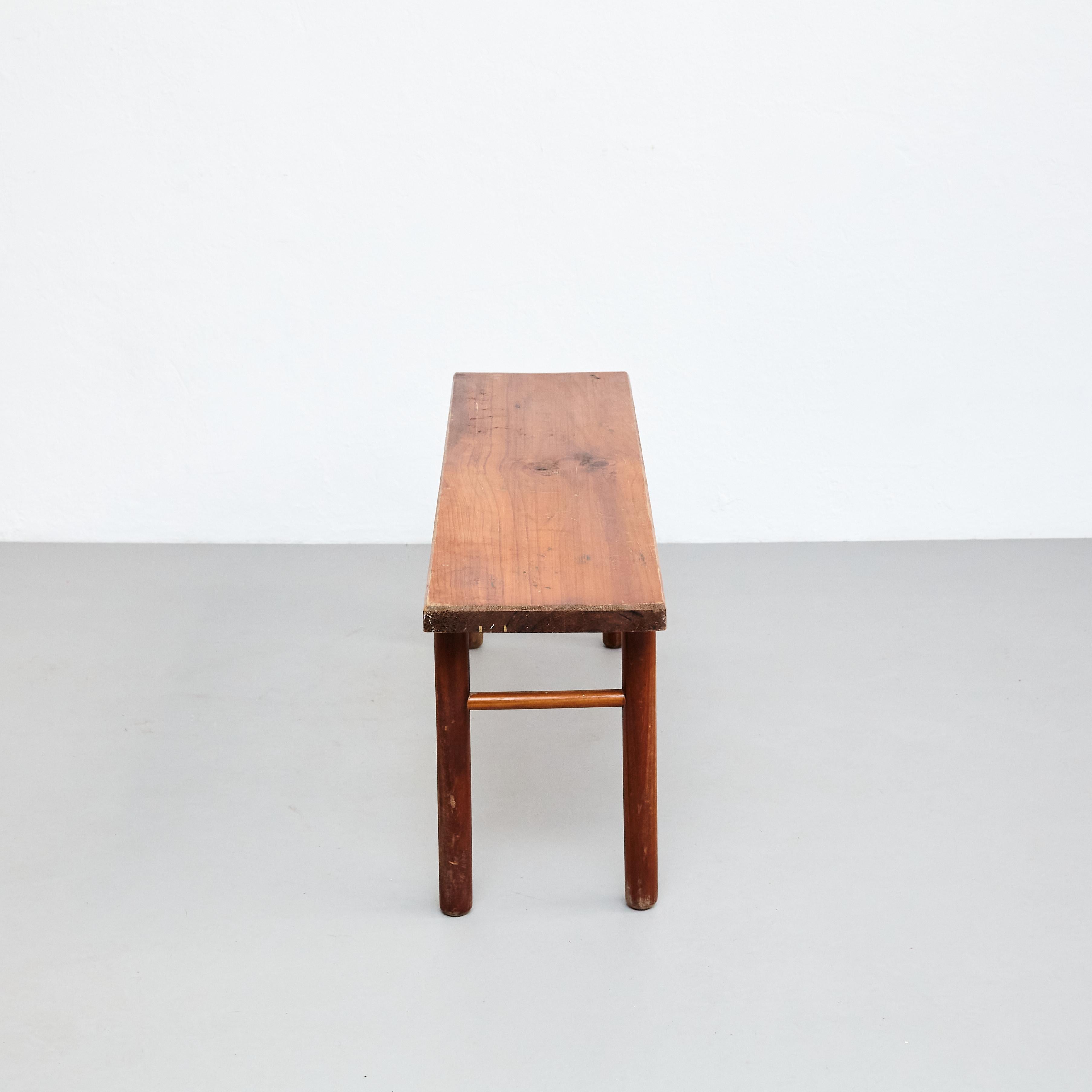 Mid-20th Century Rationalist Mid-Century Modern French Wood Bench, circa 1960