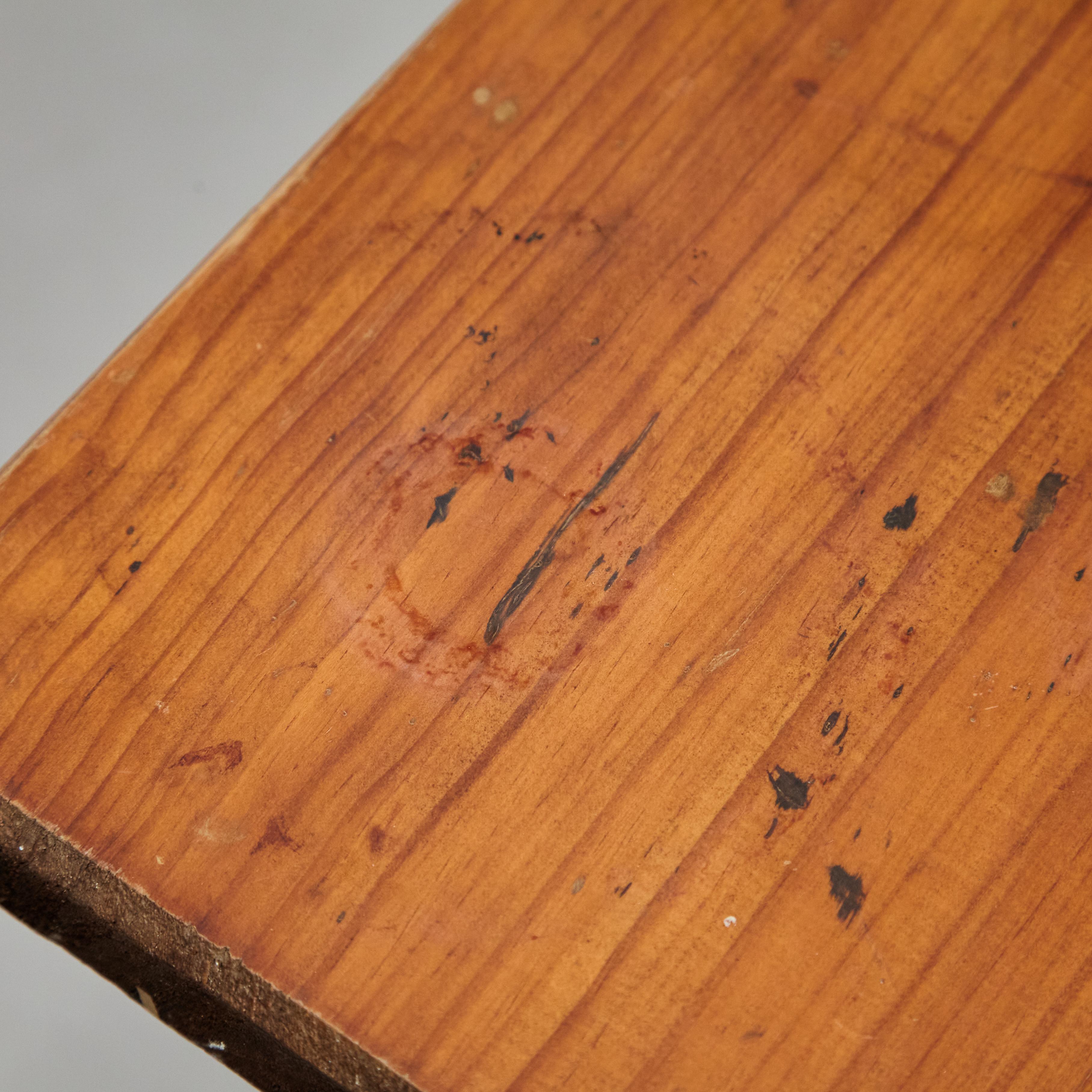 Rationalist Mid-Century Modern French Wood Bench, circa 1960 2