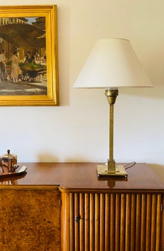 Rationalist monumental brass table lamp, Officine A. Boffelli Milan Italy 1935