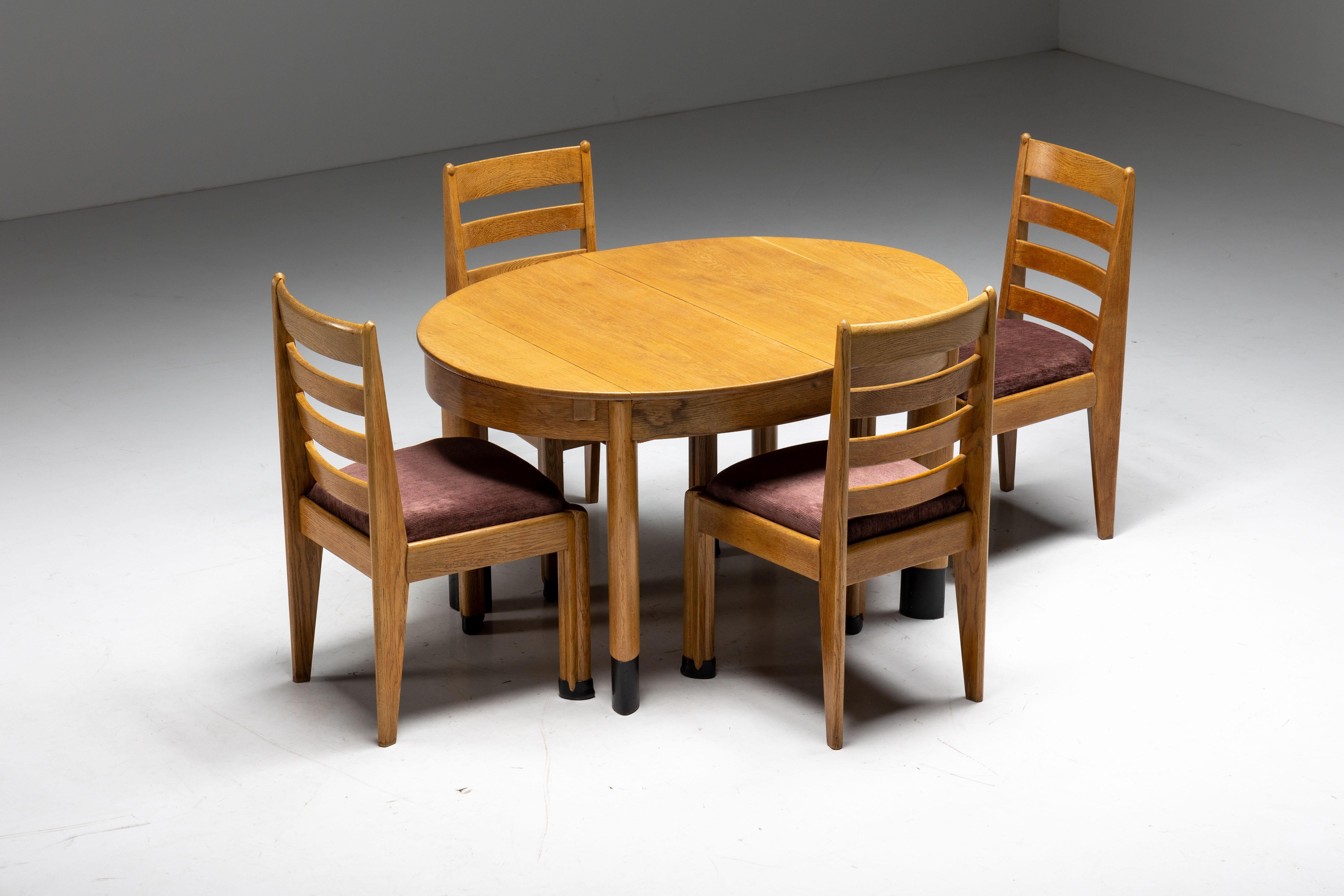 Dutch Rationalist Oval Dining Set in Oak, Holland, 1920s For Sale