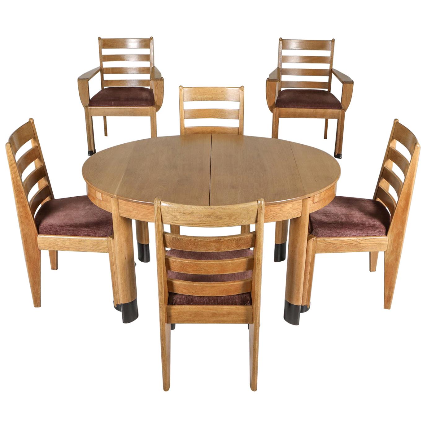 Rationalist Oval Dining Set in Oak, Holland, 1920s