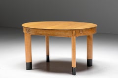 Rationalist Oval Dining Table in Oak, Holland, 1920s