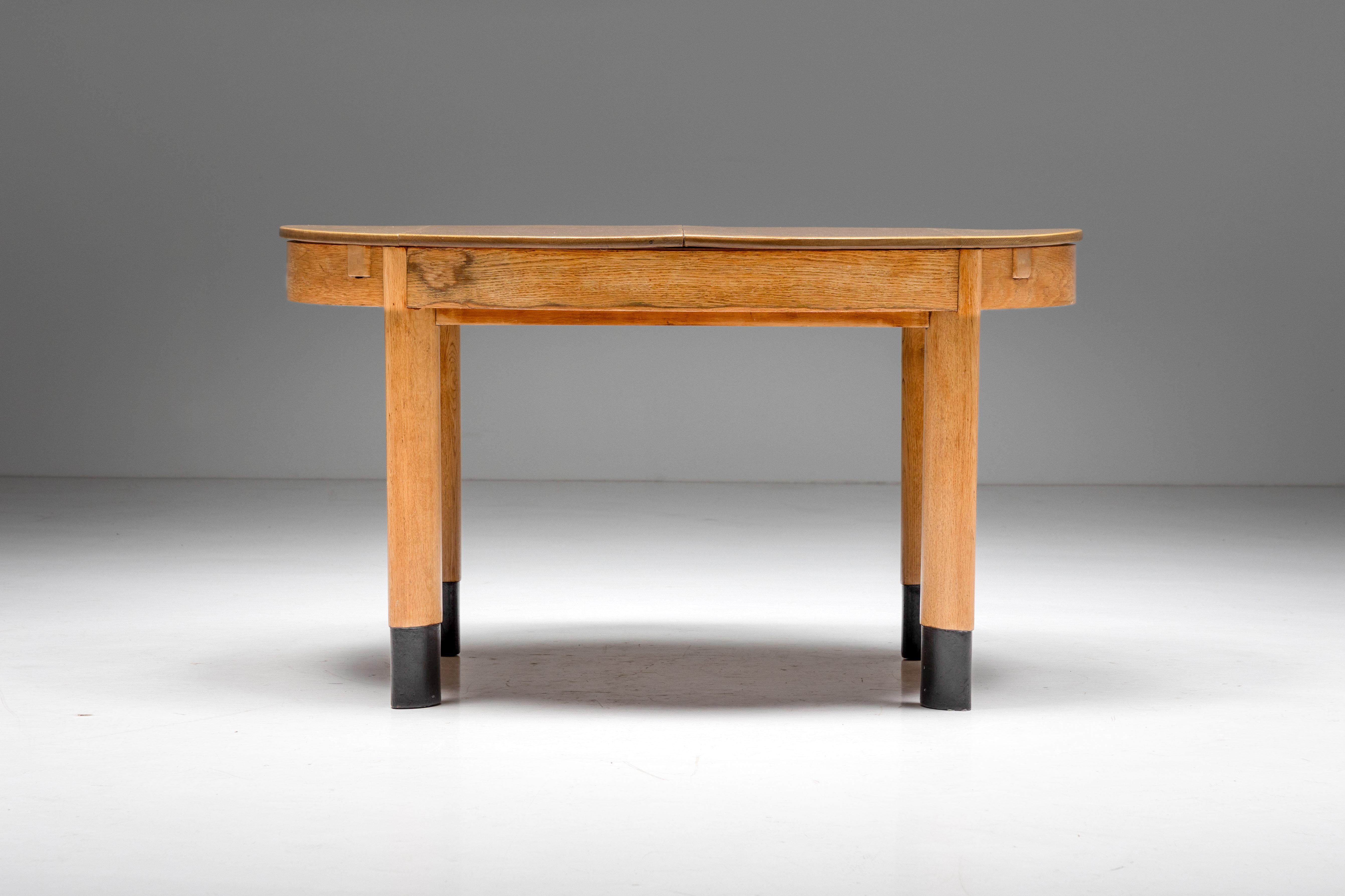 Dutch Rationalist Oval Dining Table in Oak, Holland, 1920s For Sale