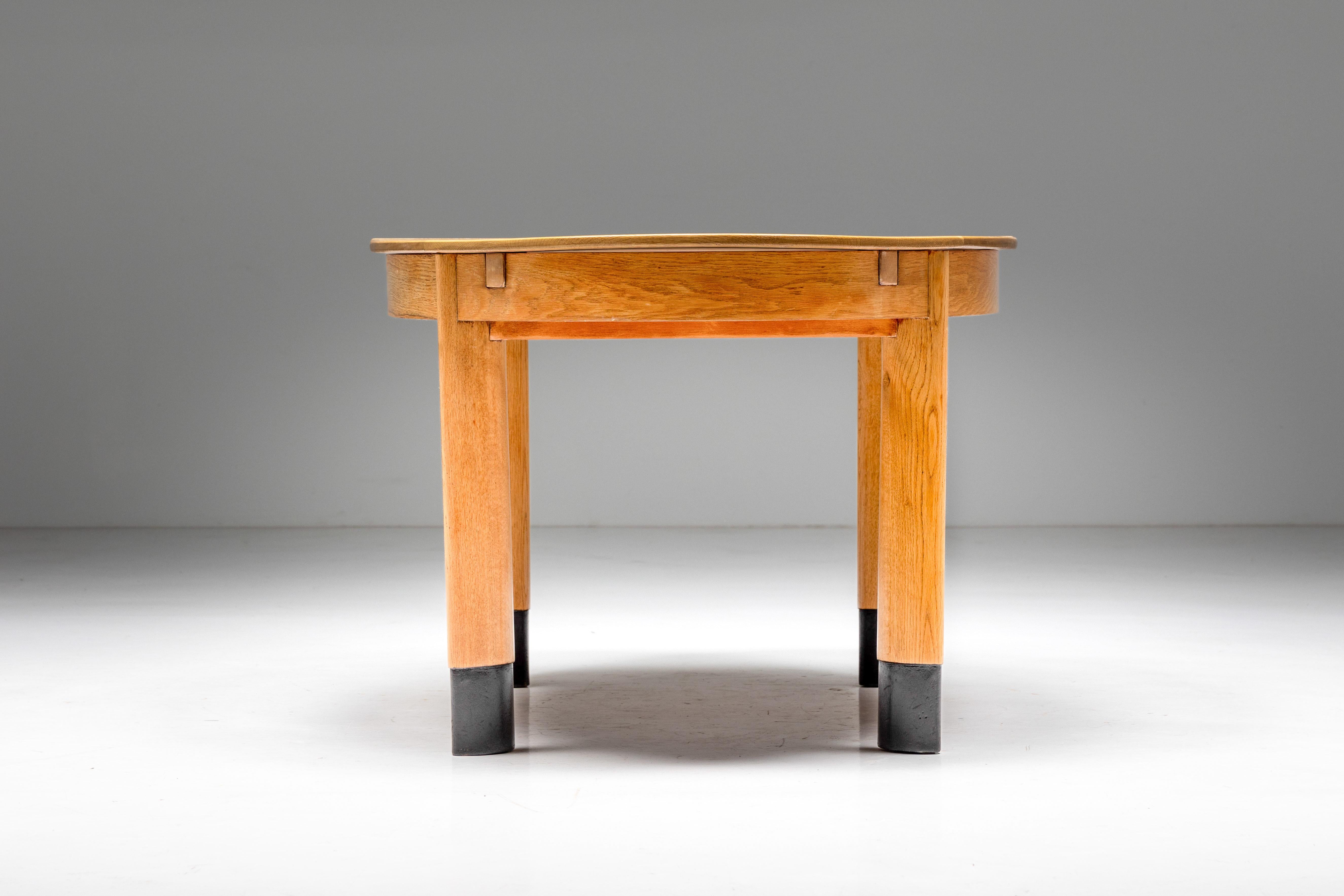 Dutch Rationalist Oval Dining Table in Oak, Holland, 1920s For Sale