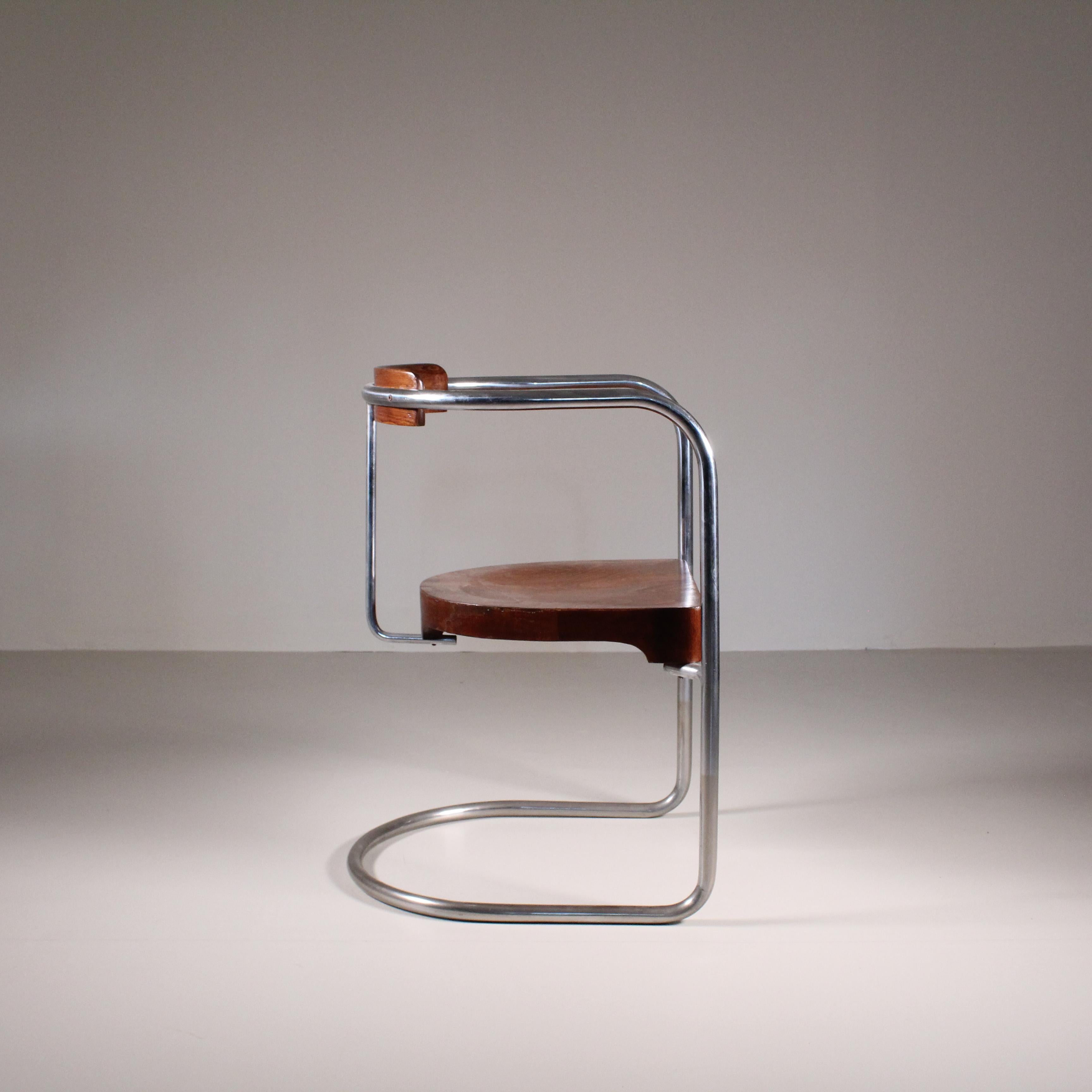 Steel Rationalist style chair, 1940 circa For Sale