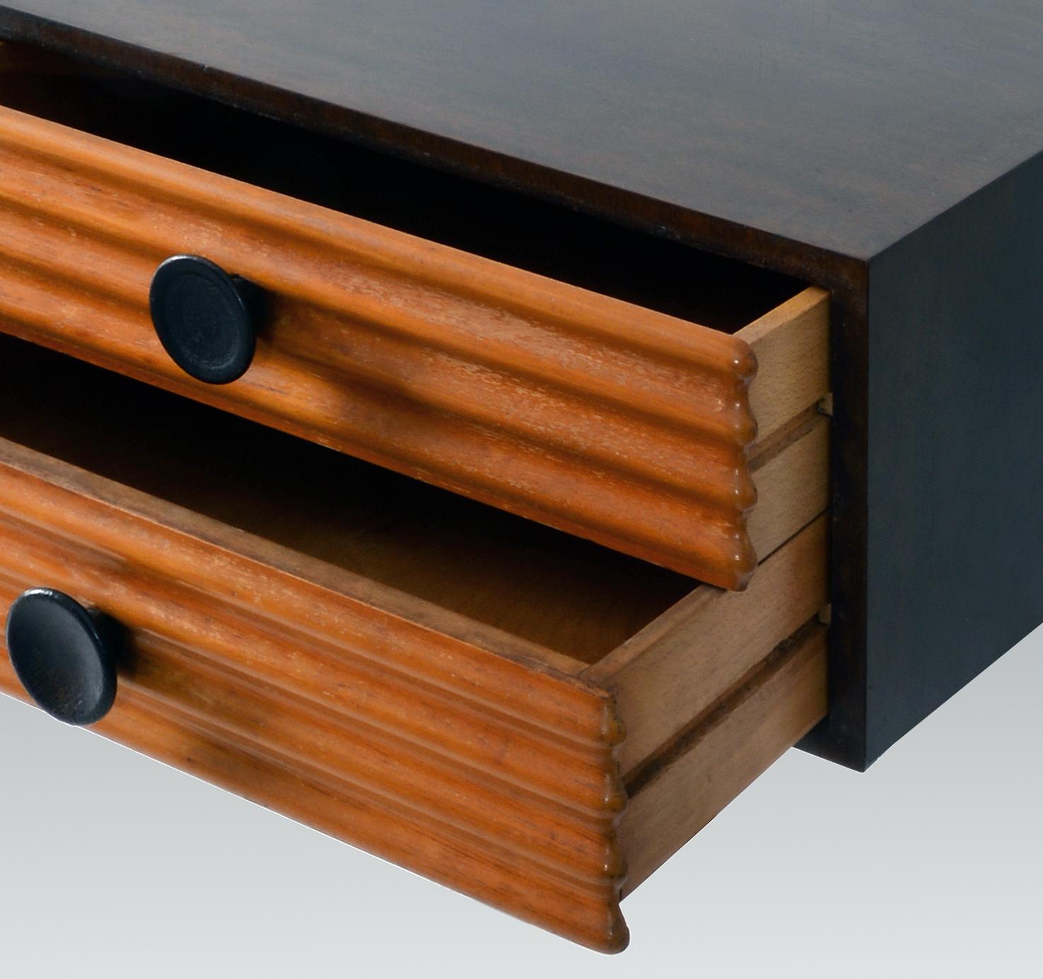 Italian Rationalist Wall Mounted Bedside Cabinets With Drawers, Molded Wood, Italy 1930 For Sale