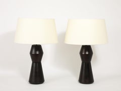 Rationalist Wood Turned Lamps, Spain 1970's