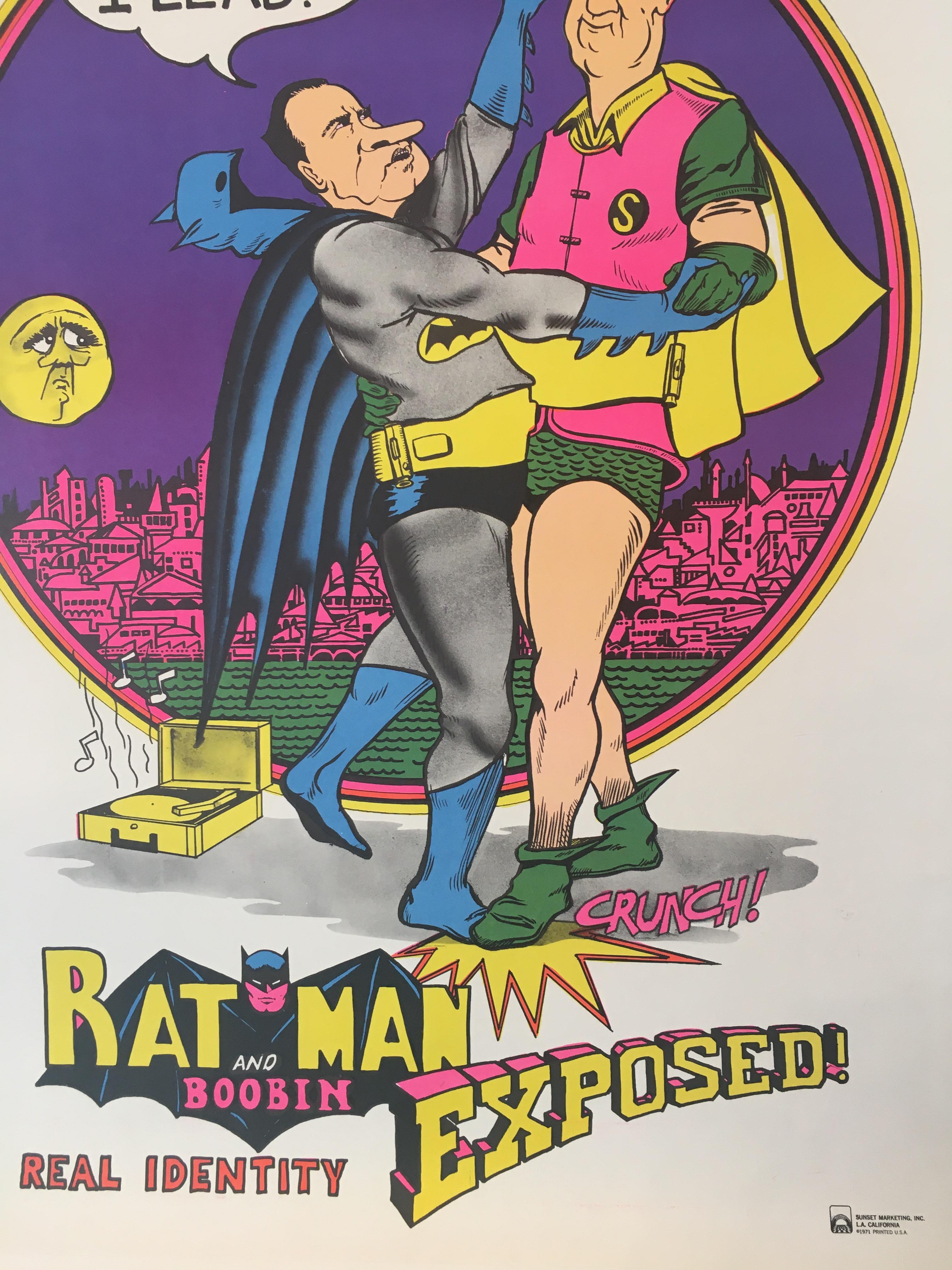 Modern 'Ratman and Boobin Real Identity Exposed' Original Vintage American Poster, 1970