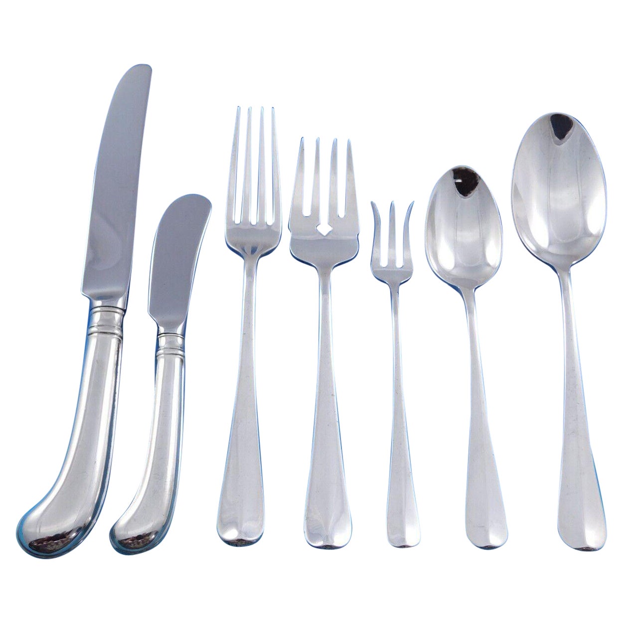 Rattail Antique by Dominick & Haff Sterling Silver Flatware Set Service 59 pcs