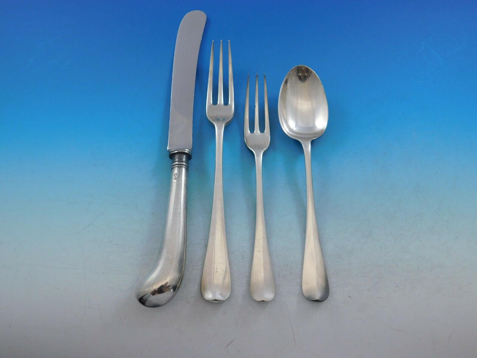 Rattail by Cooper Bros, English Sterling Silver Flatware Set Service 48pc Dinner In Excellent Condition In Big Bend, WI