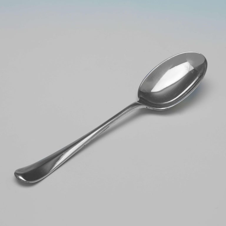 Rattail Pattern Antique Sterling Silver Tea Spoons and Sugar Tongs Sheffield, 1919 at 1stDibs