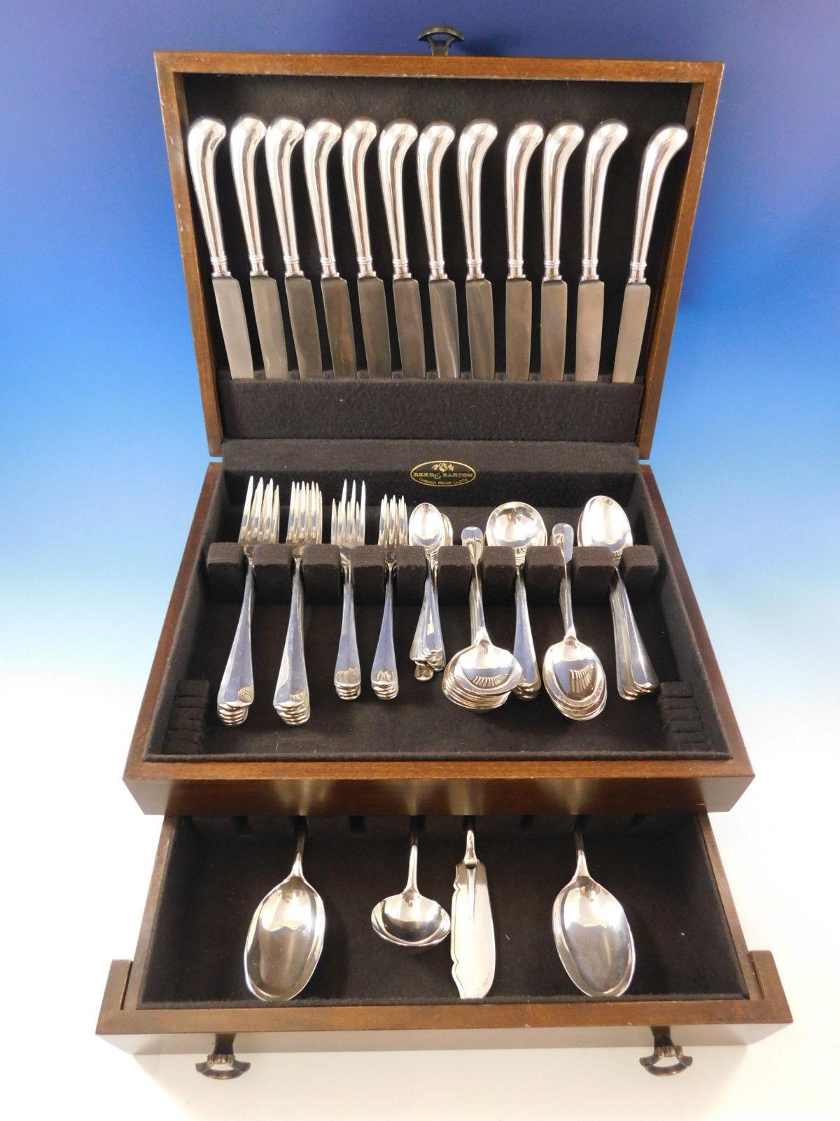 Superb Dinner Size Rat Tail by White & Sons, Sheffield England sterling silver Flatware set, 76 pieces. This set includes:

12 Dinner Size Knives with wonderful pistol-grip handles, 9 5/8