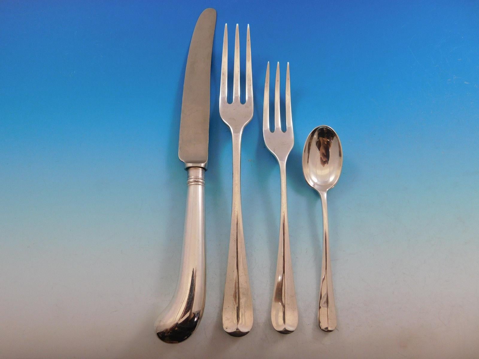 Rattail Sheffield English Sterling Silver Flatware Set 12 Service 76 Pcs Dinner In Excellent Condition In Big Bend, WI