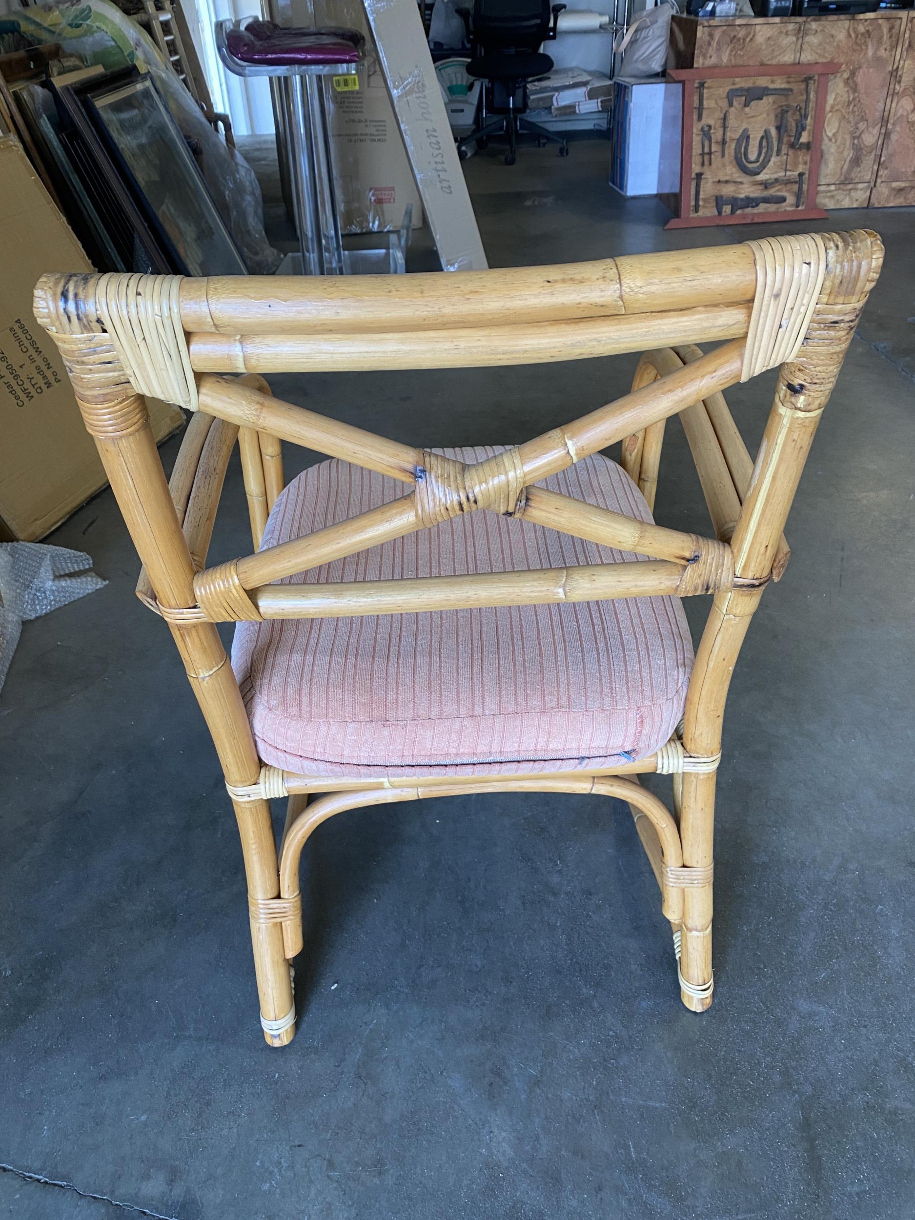 Mid-20th Century Rattan 2-Strand X-Back Lounge Chair with Streamline Speed Arms For Sale