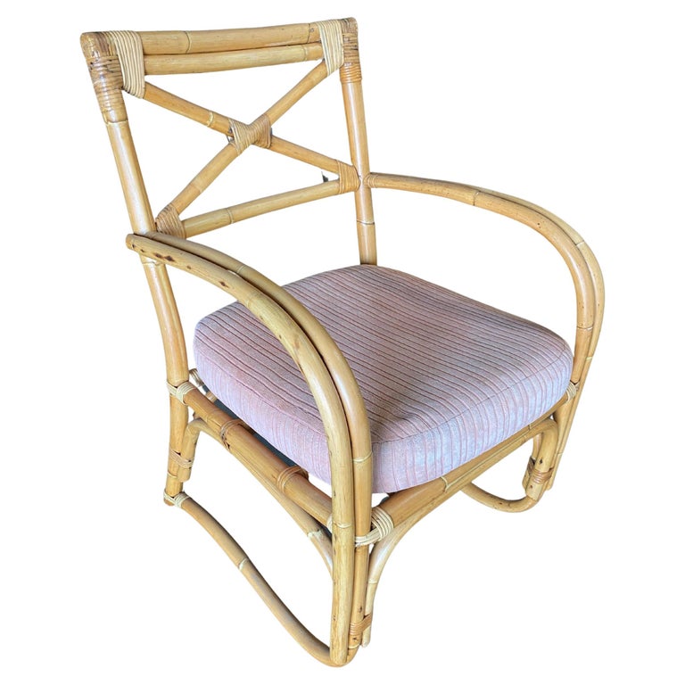 Rattan 2-Strand X-Back Lounge Chair with Streamline Speed Arms For Sale ...