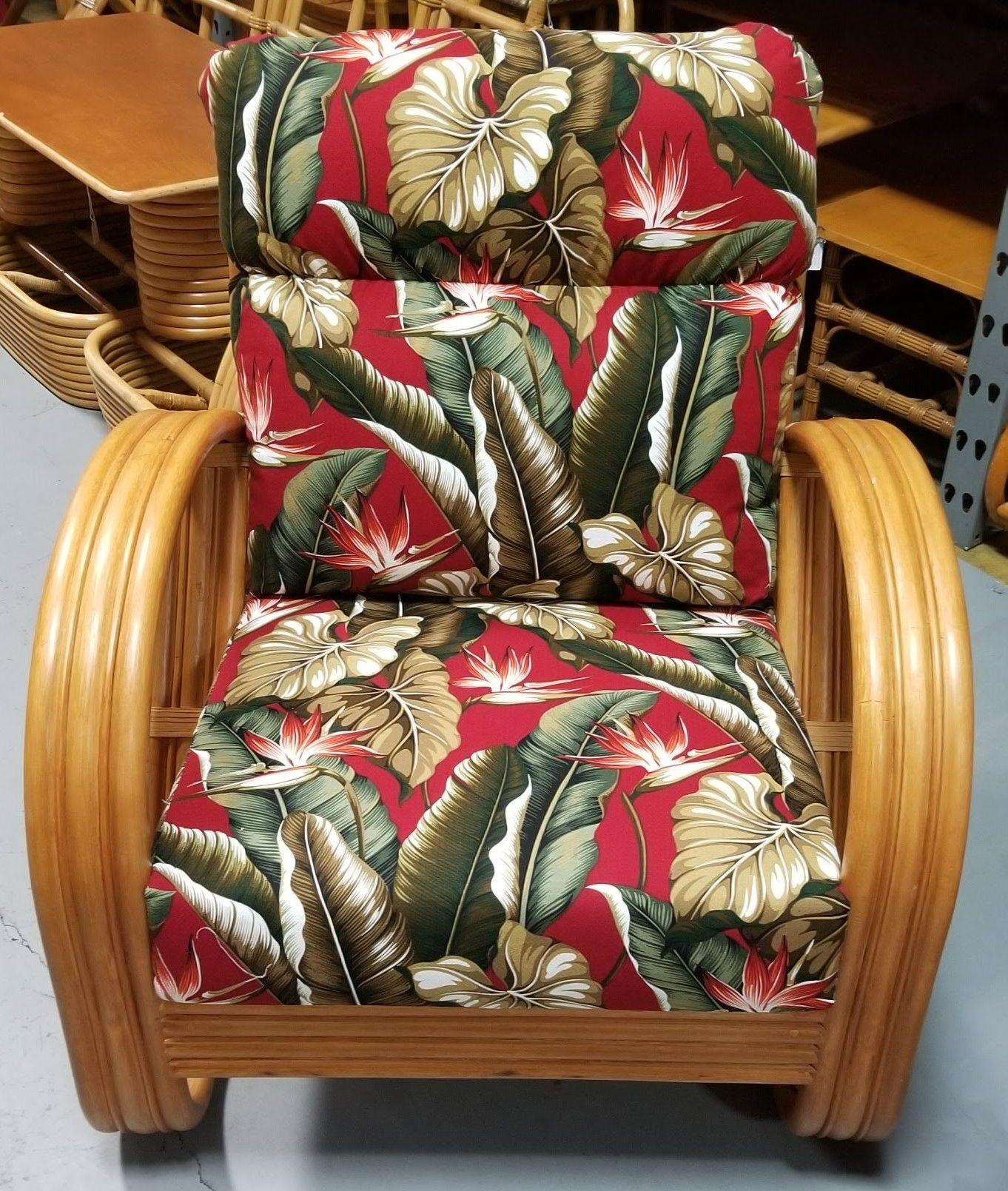 Late 20th Century Rattan 3-Strand Pretzel Lounge Chair and Ottoman For Sale