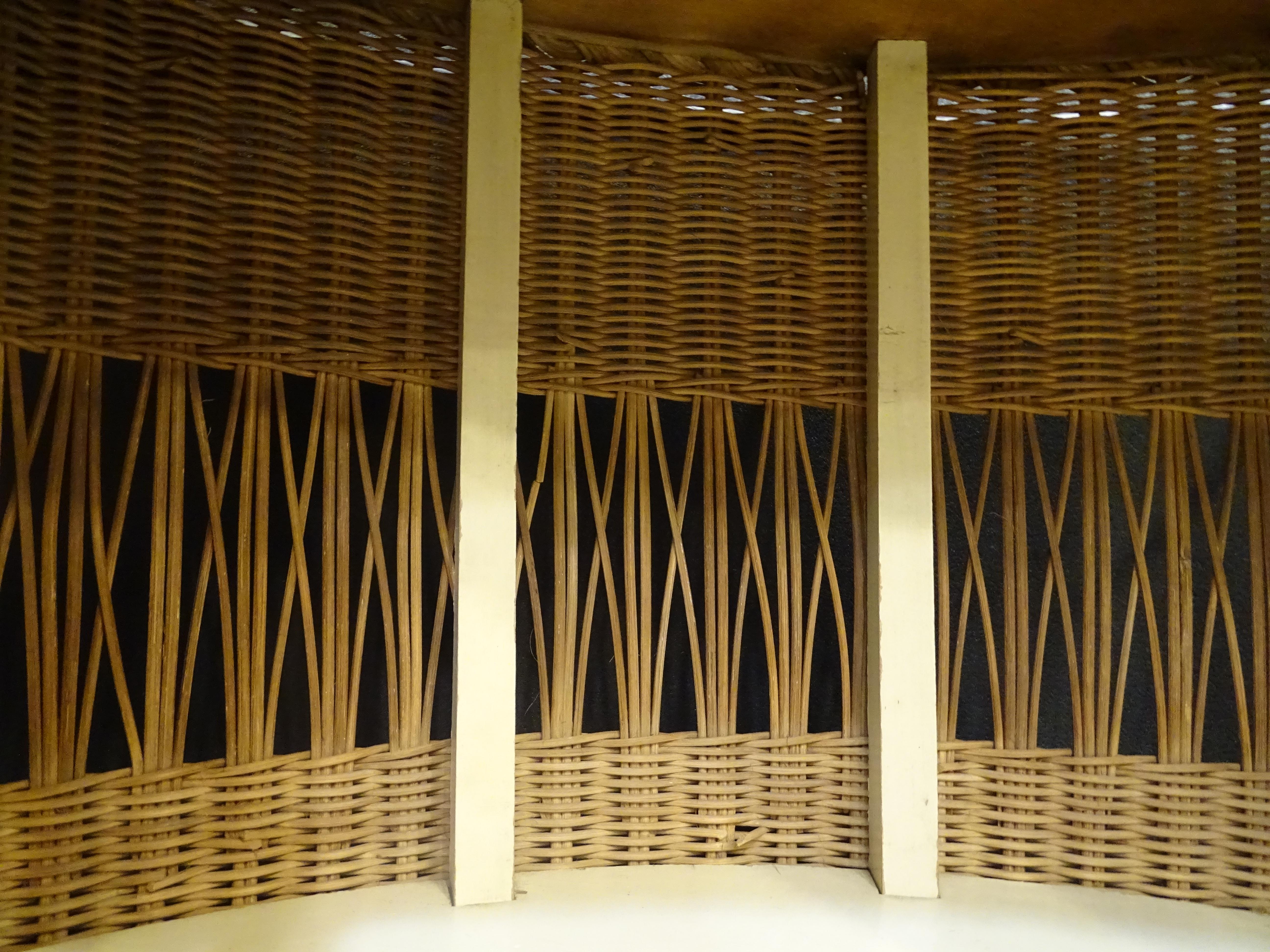 Rattan 60s Italian Corner Dry Bar with a Stool 6