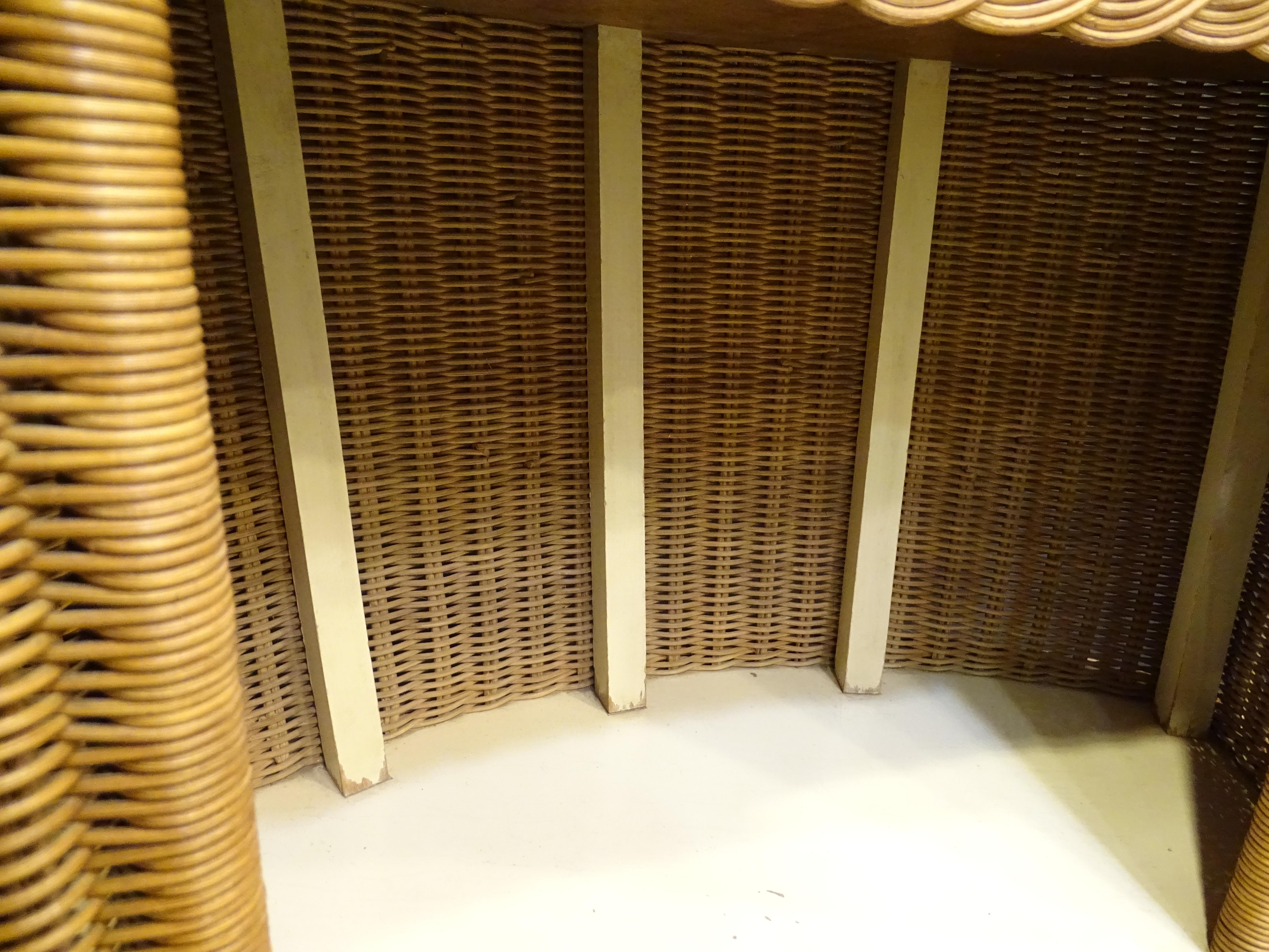 Rattan 60s Italian Corner Dry Bar with a Stool For Sale 8