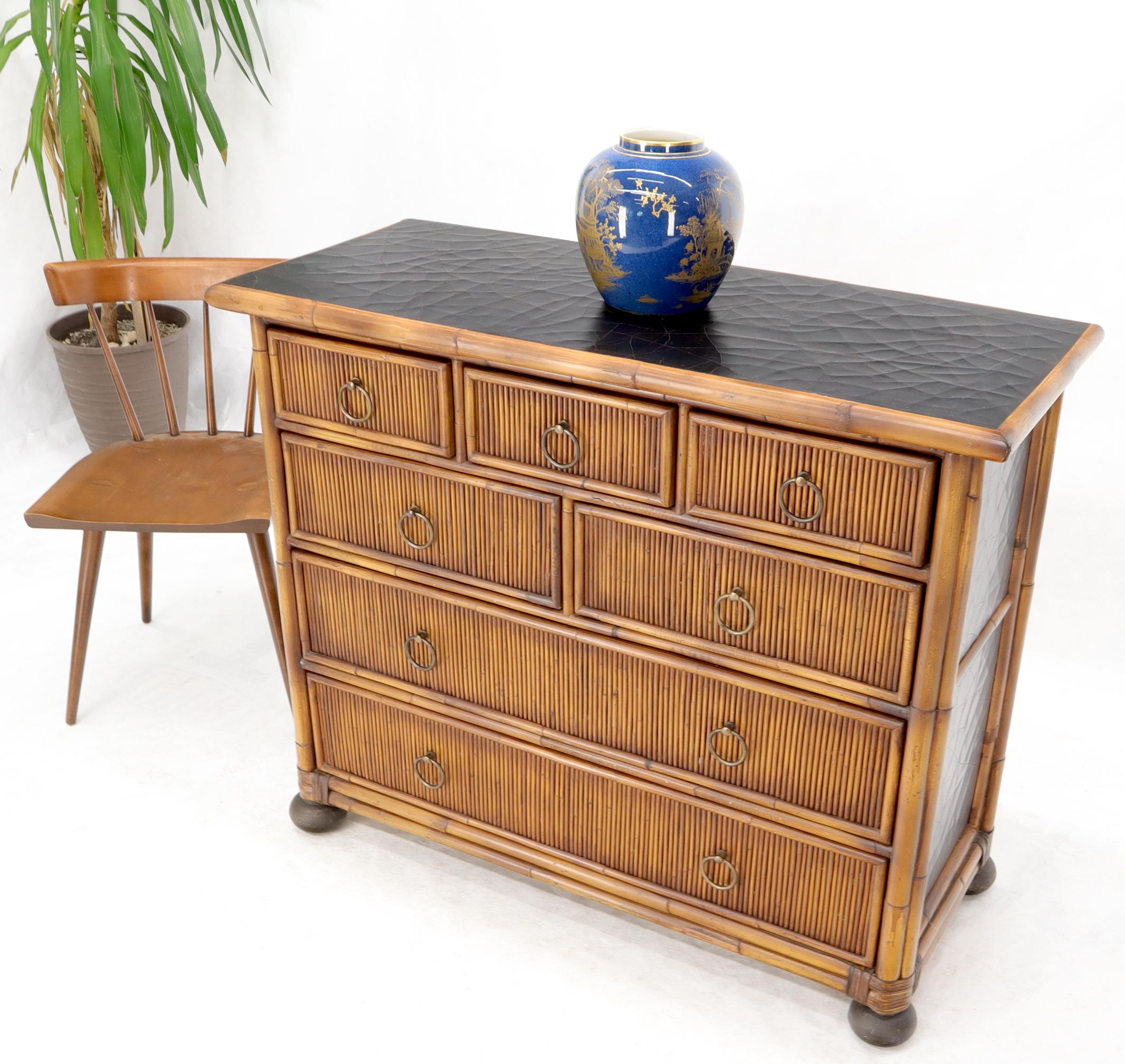Rattan 7 Drawer Bachelor Chest of Drawers by Baker In Good Condition For Sale In Rockaway, NJ