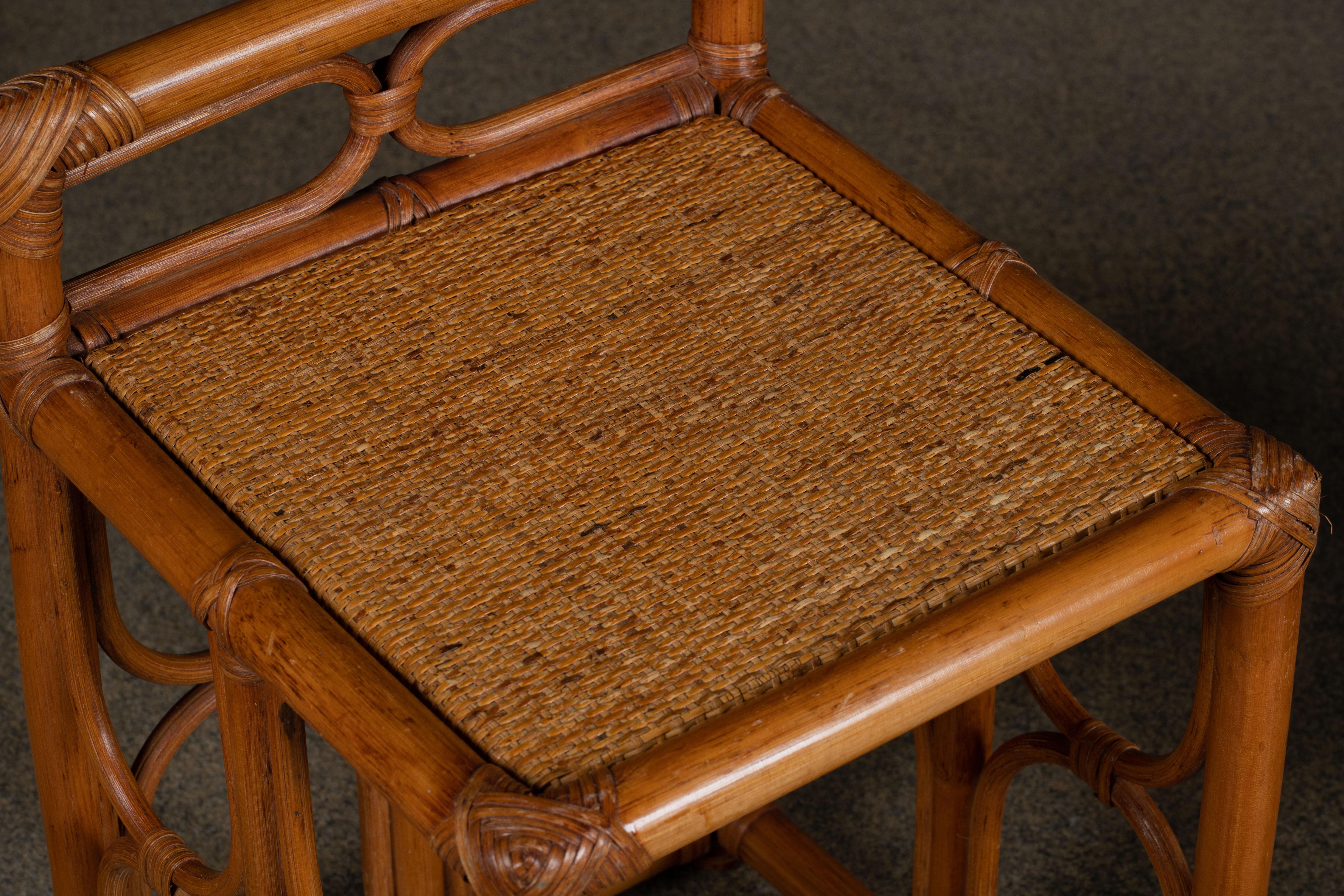 Rattan Albini Inspired pair of Side Table or End Table, Italy, 1960s 4