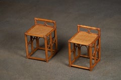 Rattan Albini Inspired pair of Side Table or End Table, Italy, 1960s