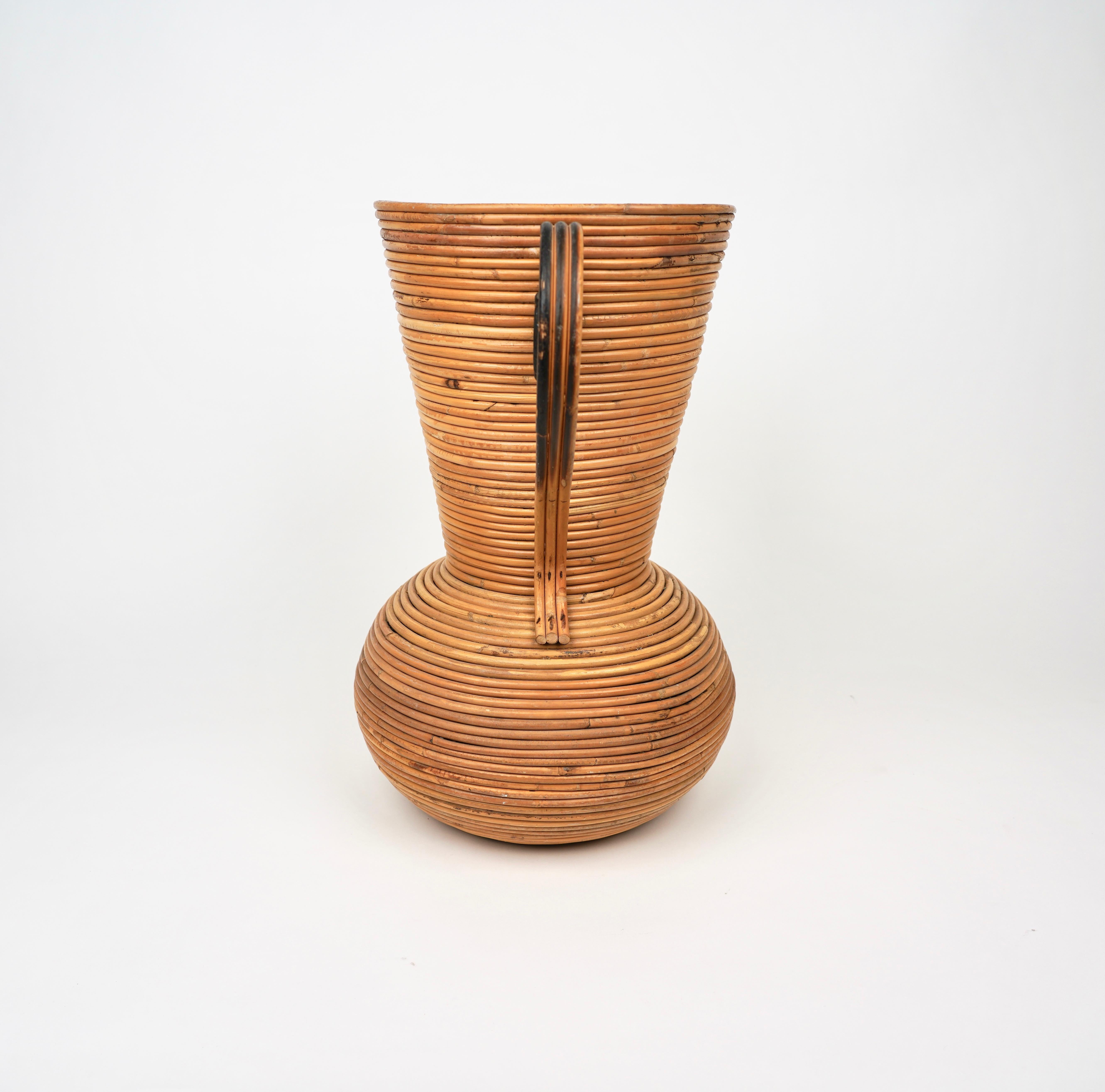 Rattan Amphora Vase by Vivai del Sud, Italy, 1960s For Sale 3