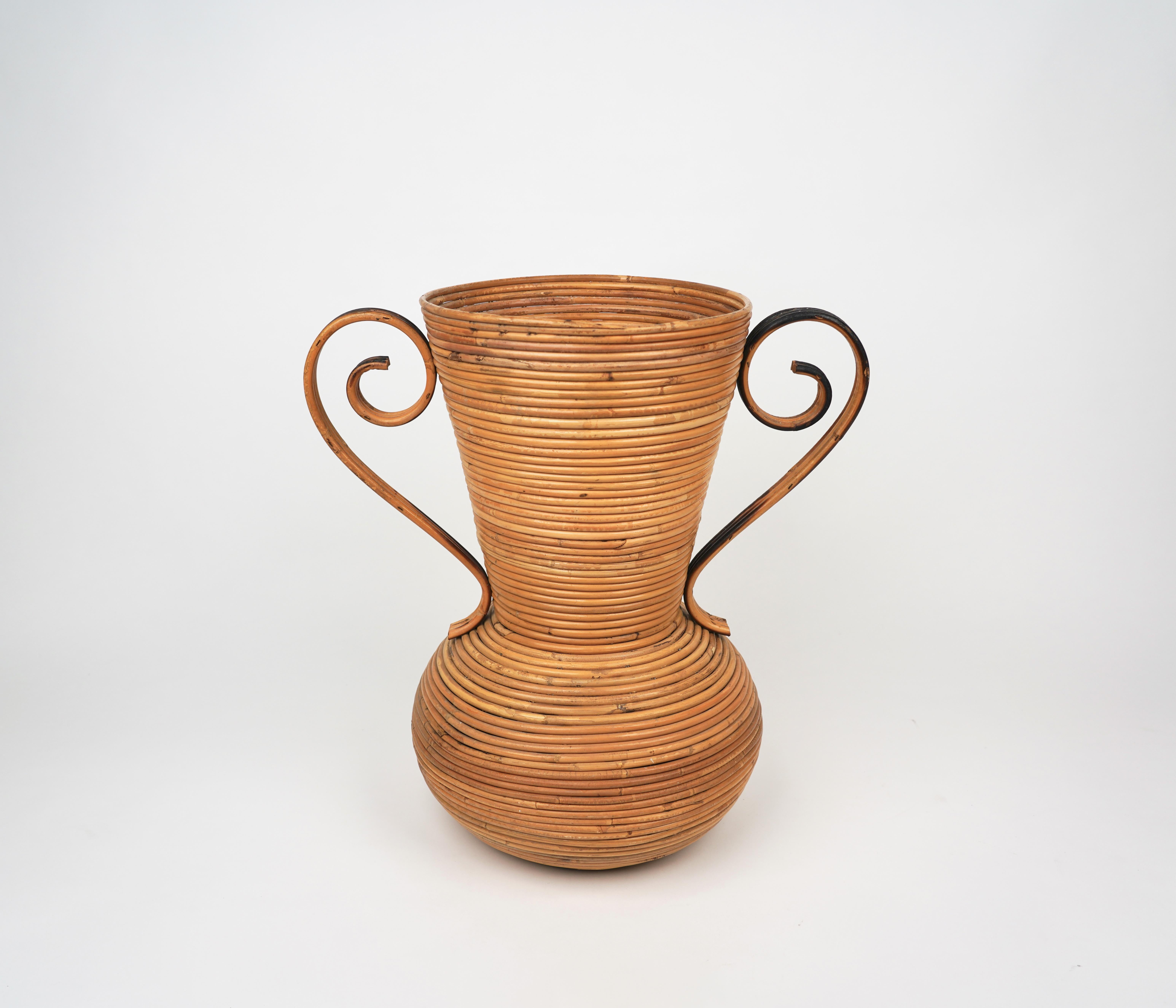 Rattan Amphora Vase by Vivai del Sud, Italy, 1960s For Sale 5