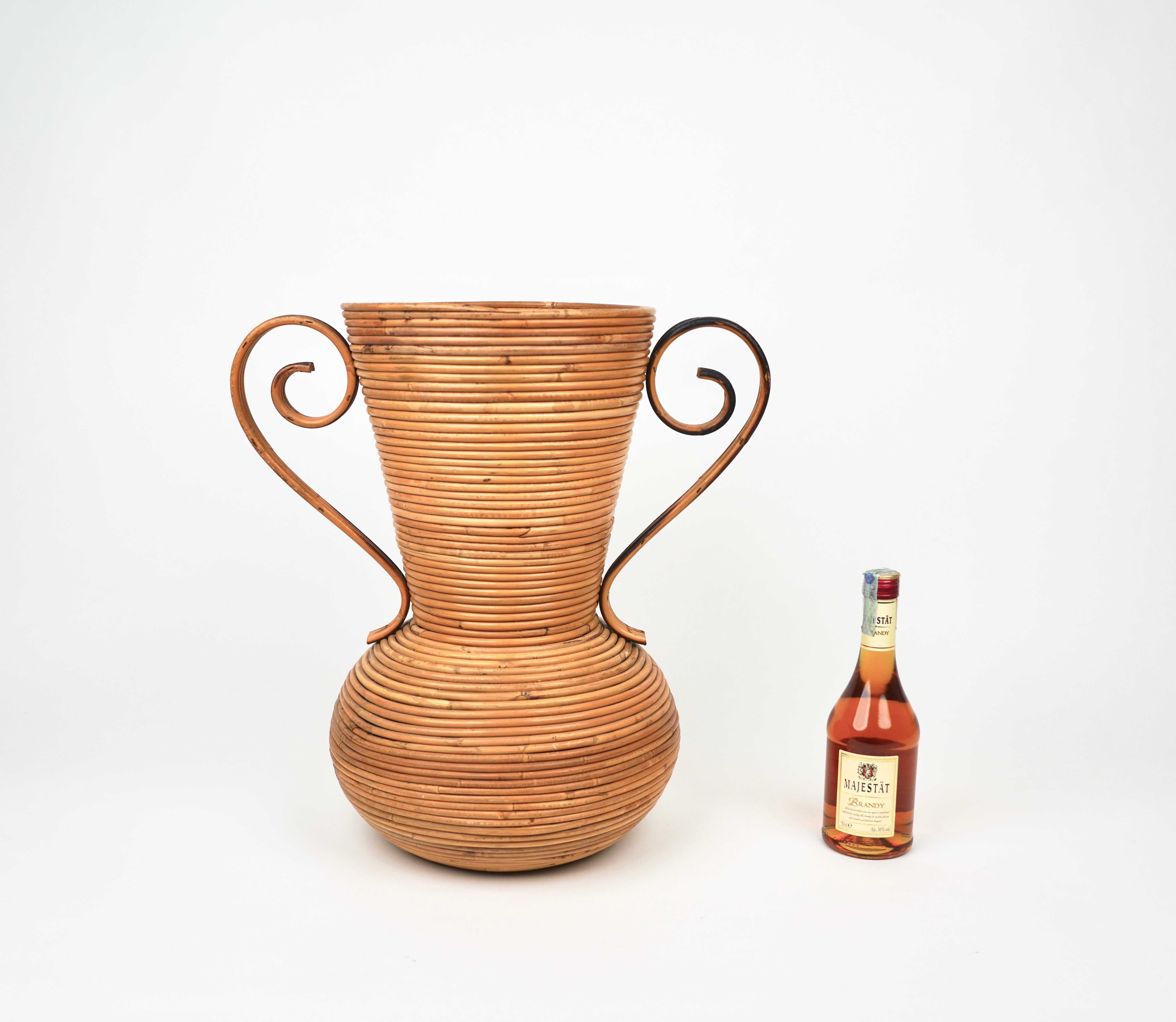Rattan Amphora Vase by Vivai del Sud, Italy, 1960s For Sale 2