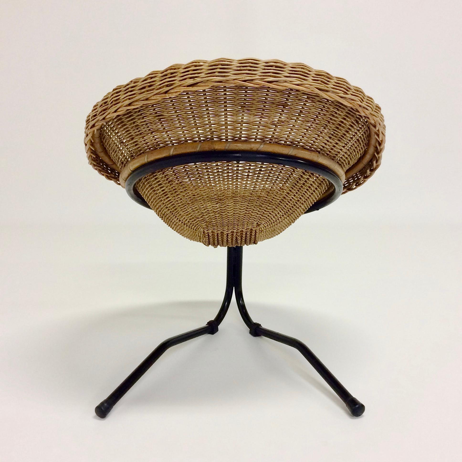 Rattan and Bamboo Armchair, circa 1960, Italy In Good Condition In Brussels, BE