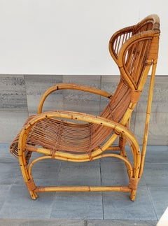 Rattan and Bamboo Armchair, Italy, 1960s