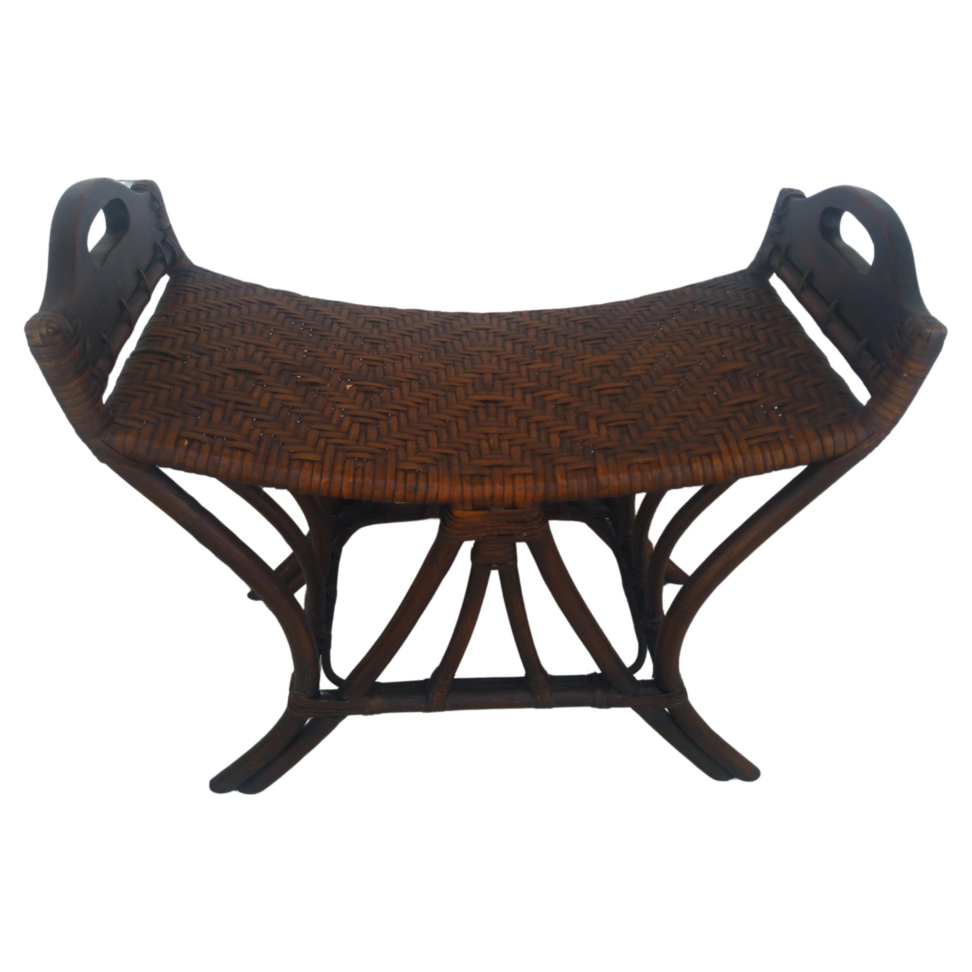 Rattan and Bamboo Boho Chic Stool