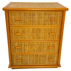 Rattan and Bamboo Chest of Drawers attributed to Dal Vera, 1960s Vintage Rattan and Bamboo Chest of Drawers attributed to Dal Vera, 1960s