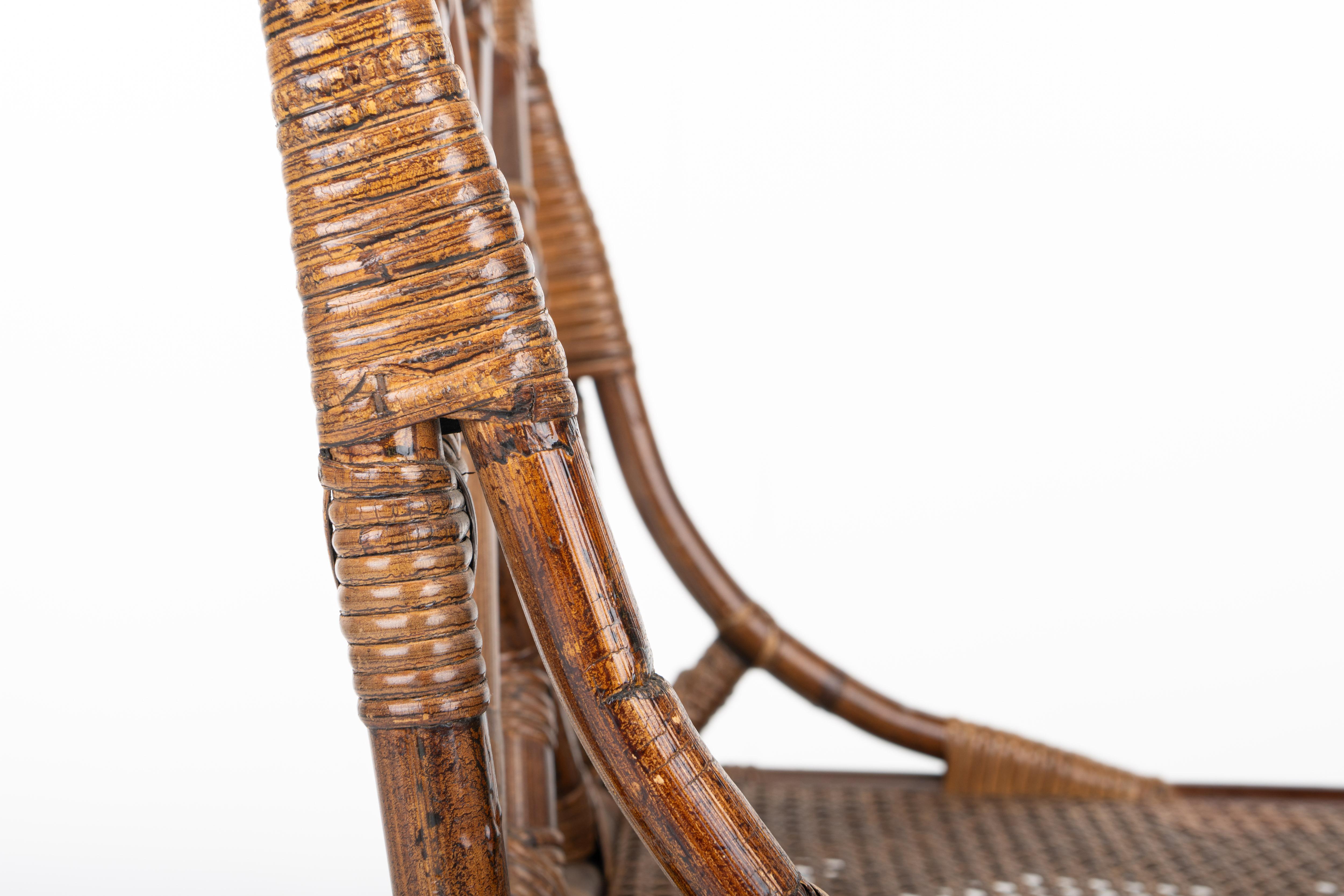 Rattan and Bamboo Dining Table and 4 Dining Chairs, 1970s 6