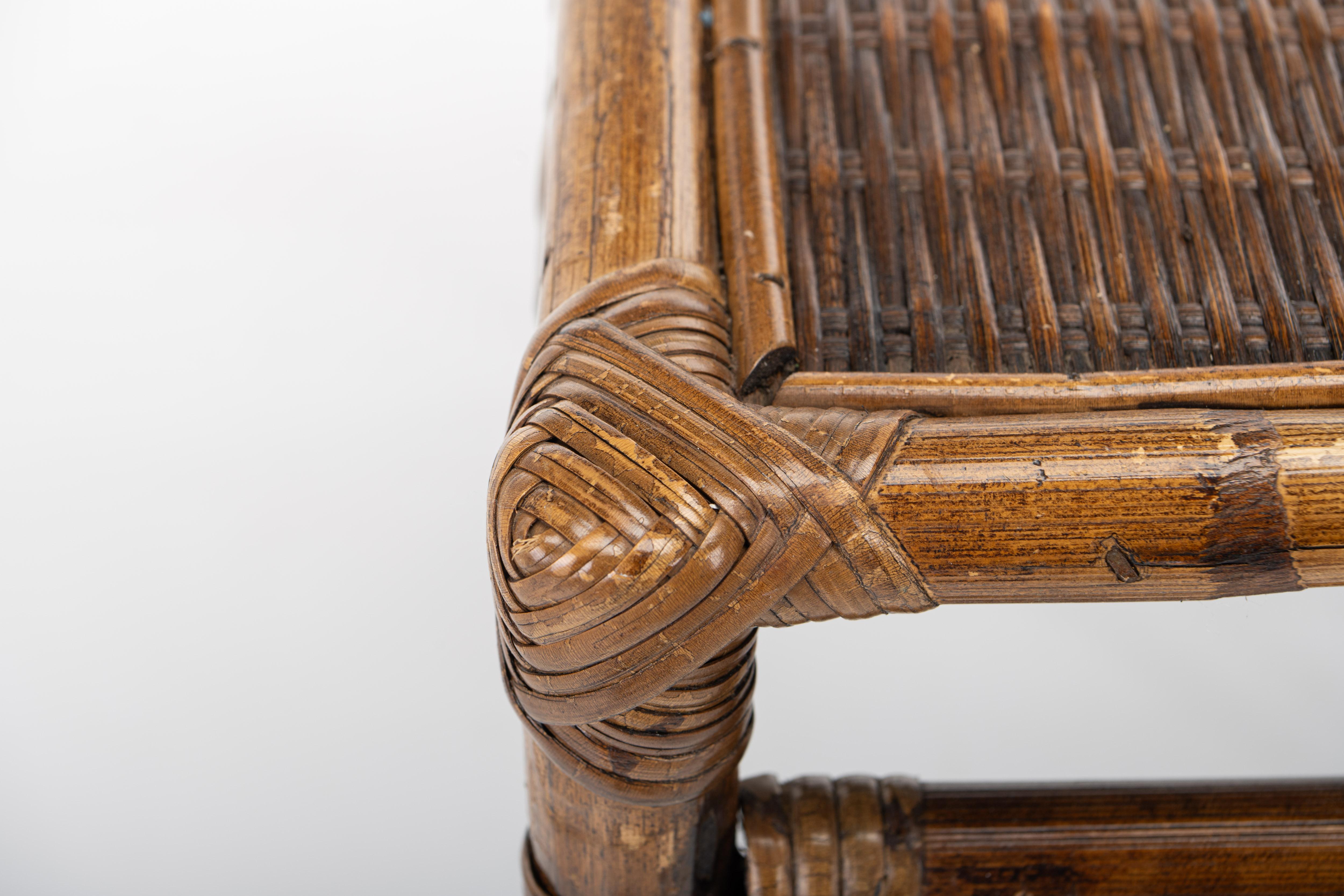 Rattan and Bamboo Dining Table and 4 Dining Chairs, 1970s For Sale 10