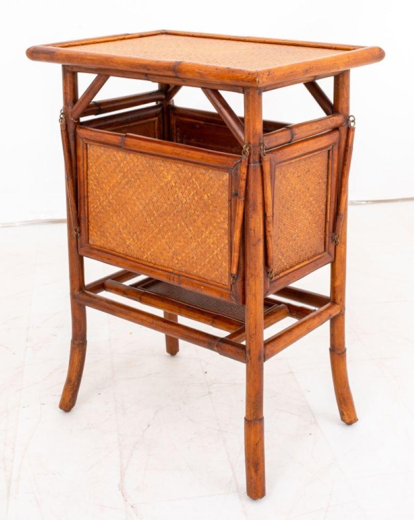 Rattan and Bamboo Drop Leaf Bar or Lamp Table For Sale 1