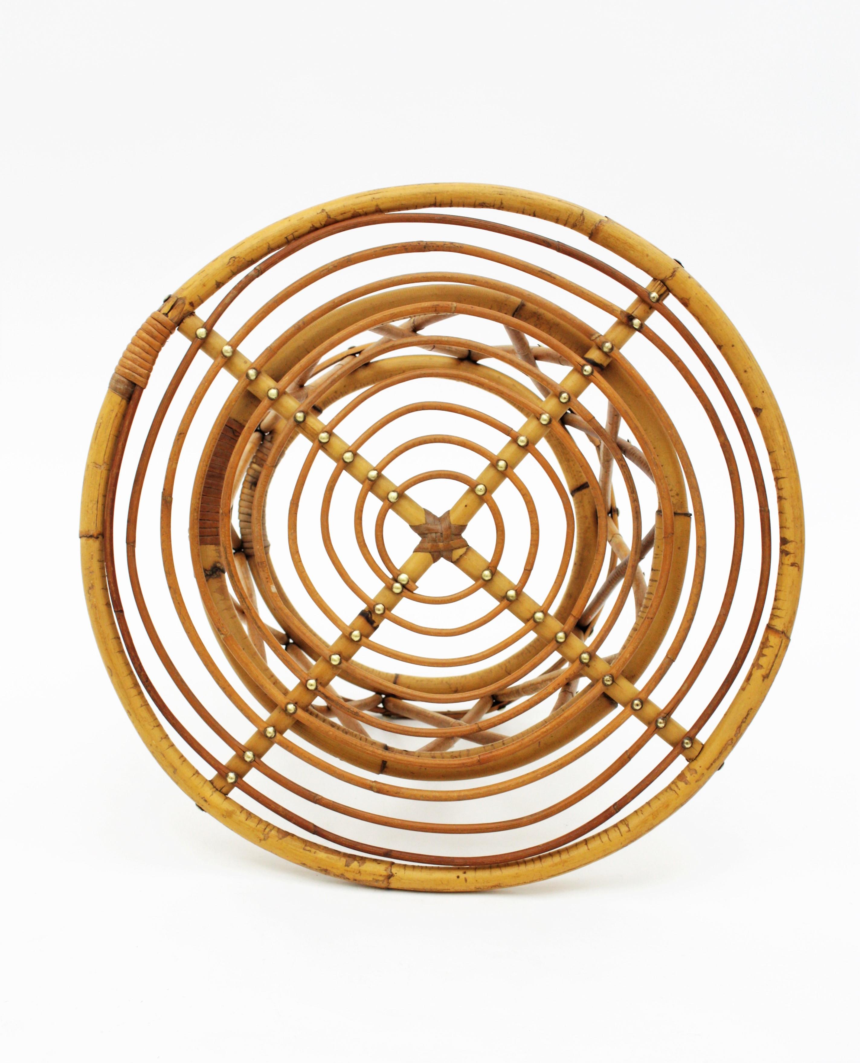 Rattan Bamboo SideTable in the Style of Franco Albini 4