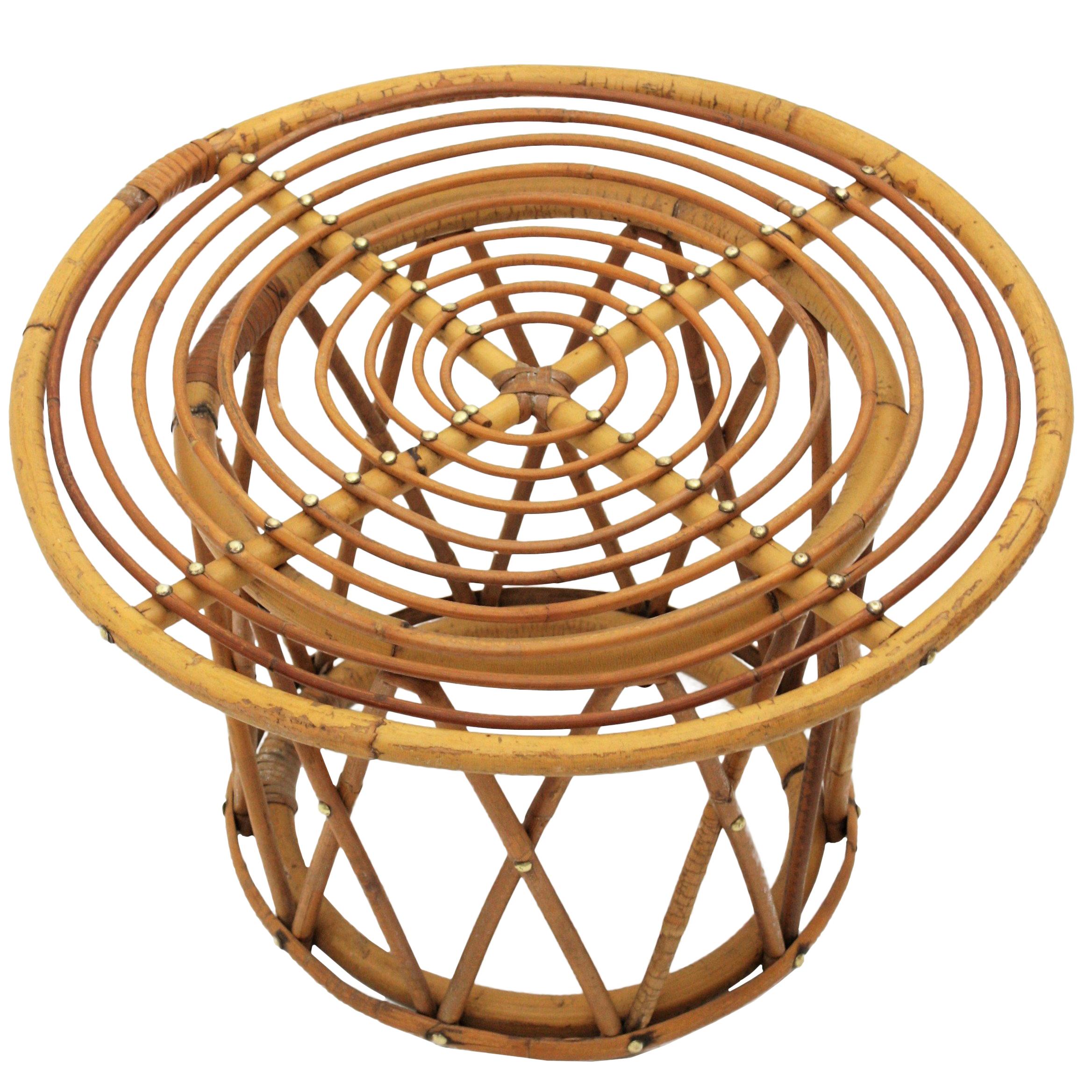 Rattan Bamboo SideTable in the Style of Franco Albini In Good Condition In Barcelona, ES