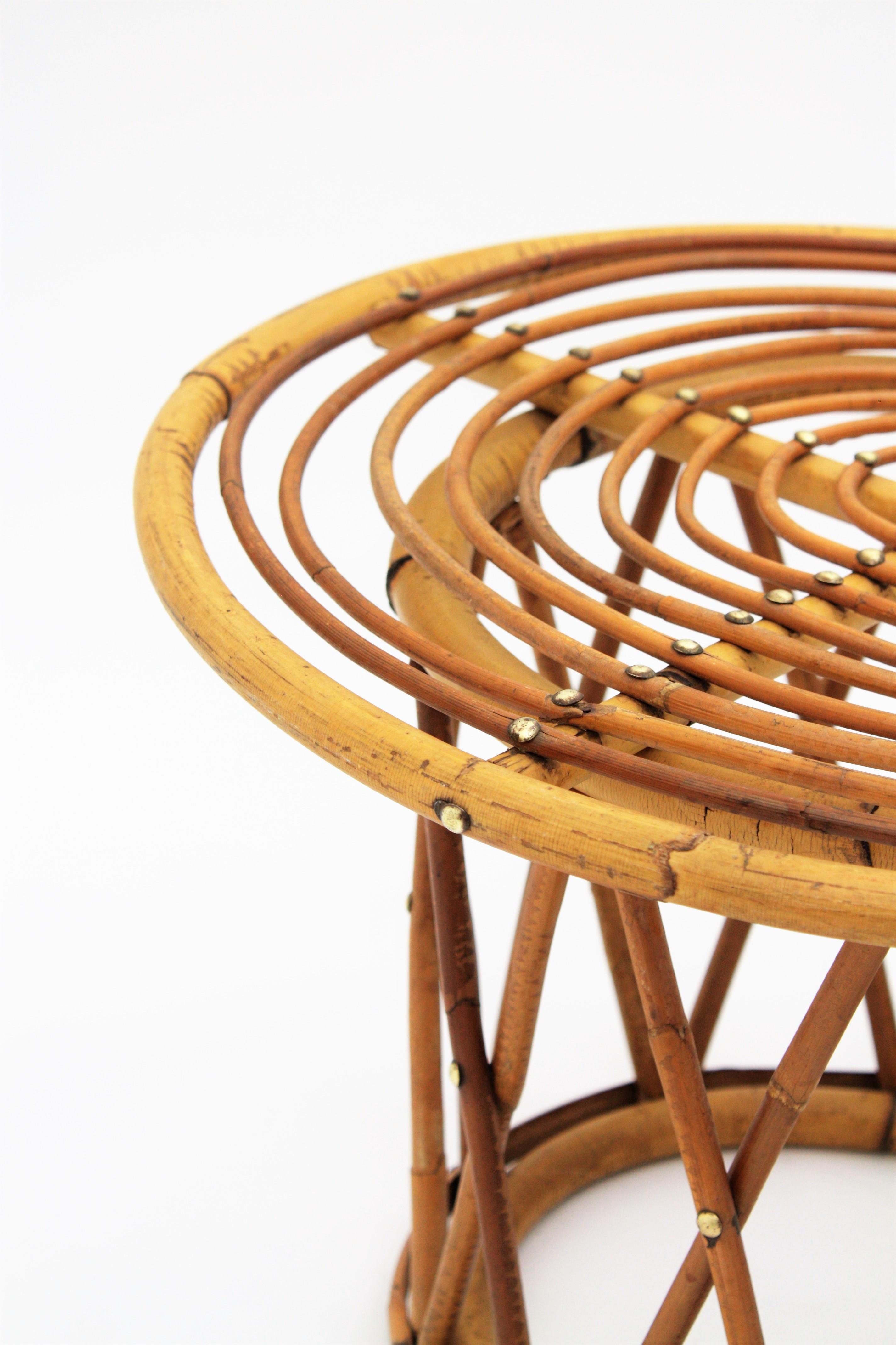 Rattan Bamboo SideTable in the Style of Franco Albini 2